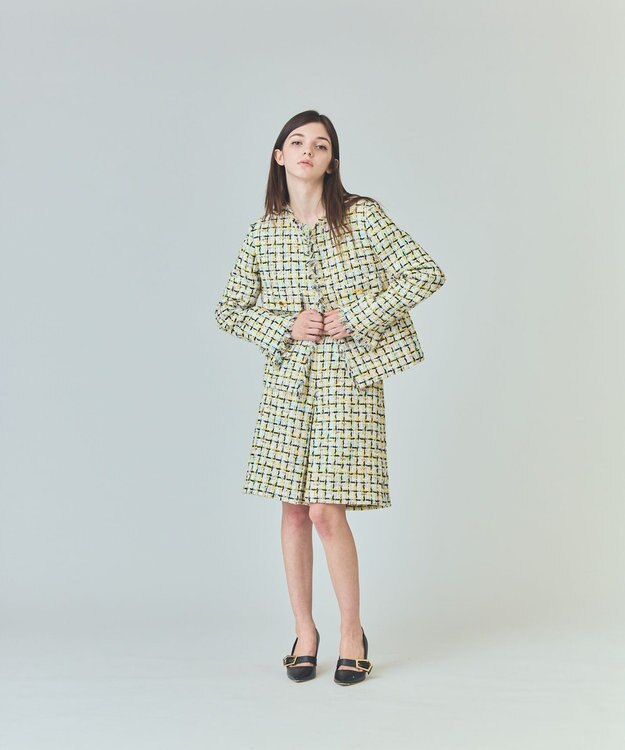 GRACE CONTINENTAL チュールヤーンツイードジャケット イエロー