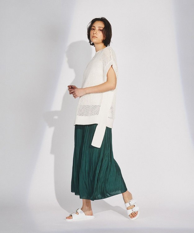 GRACE CONTINENTAL メッシュ2wayニットトップ ホワイト