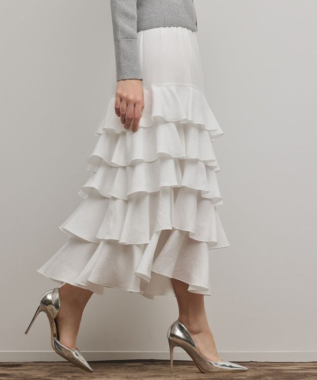 GRACE CONTINENTAL ティアードフリルスカート ホワイト
