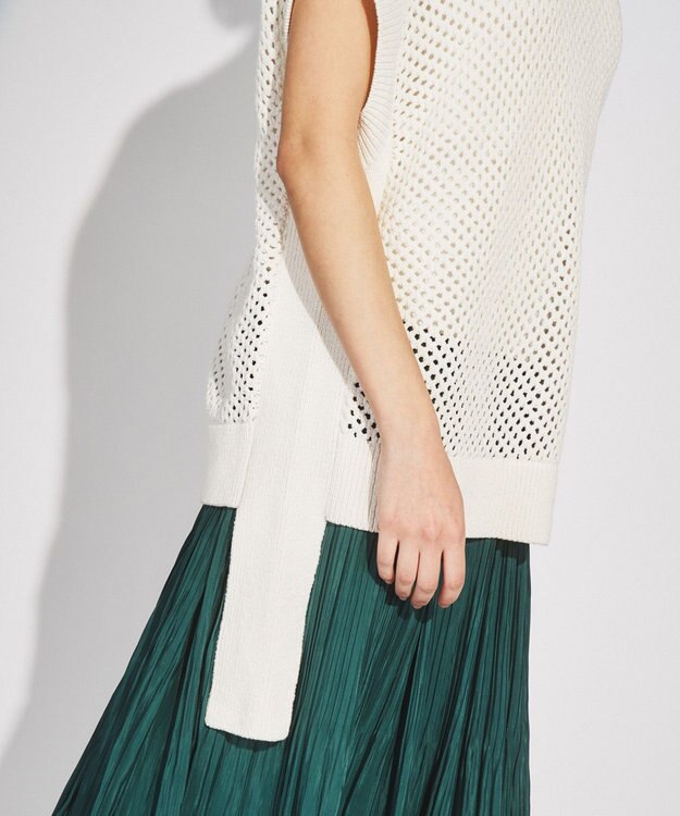 GRACE CONTINENTAL メッシュ2wayニットトップ ホワイト