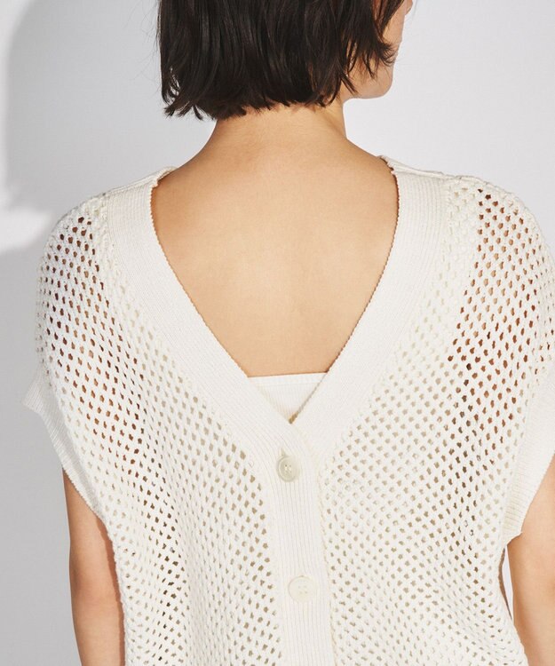 GRACE CONTINENTAL メッシュ2wayニットトップ ホワイト