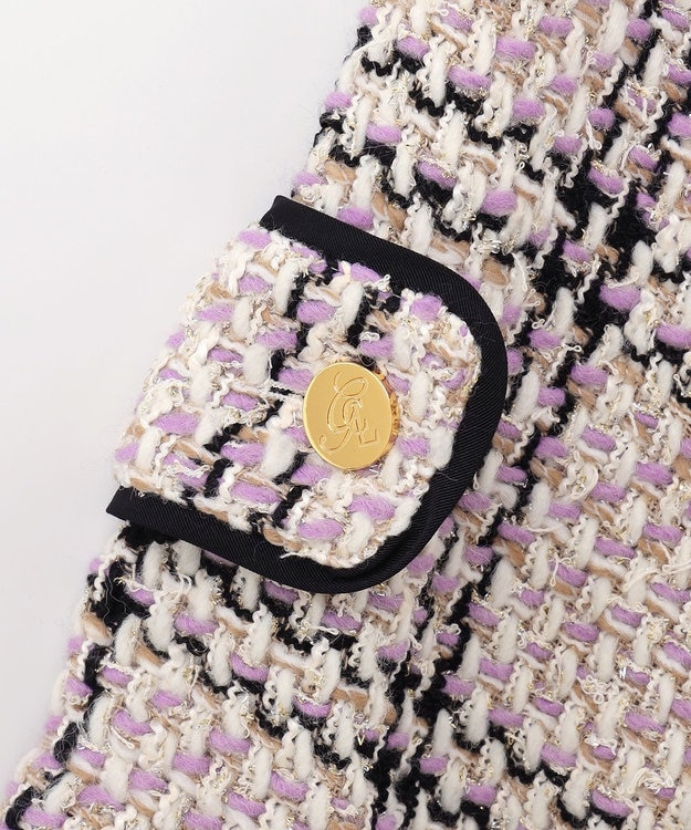 GRACE CONTINENTAL ツイードフーディーコート ラベンダー