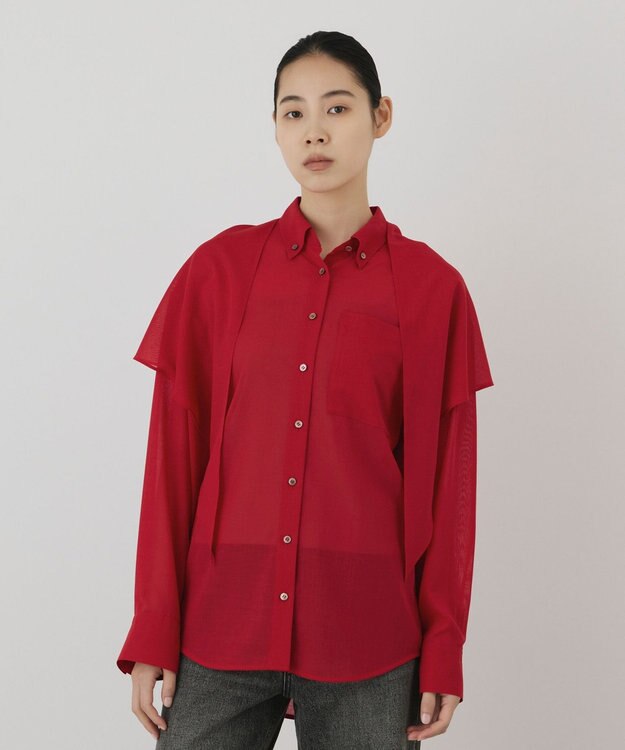 GRACE CONTINENTAL ストール付シャツ レッド