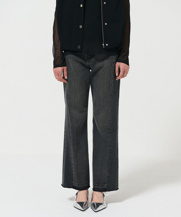 GRACE CONTINENTAL サイド切替フレアデニムパンツ ブラック