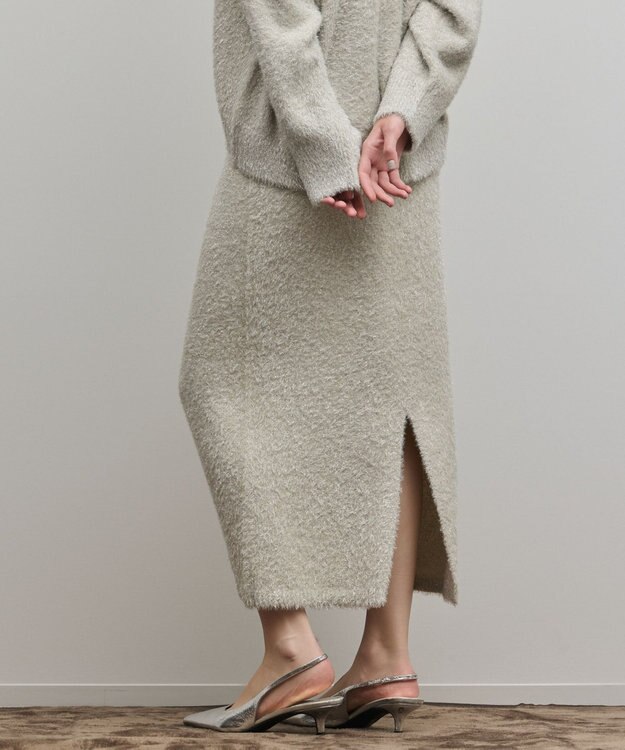 GRACE CONTINENTAL ラメフェザーニットスカート グレー