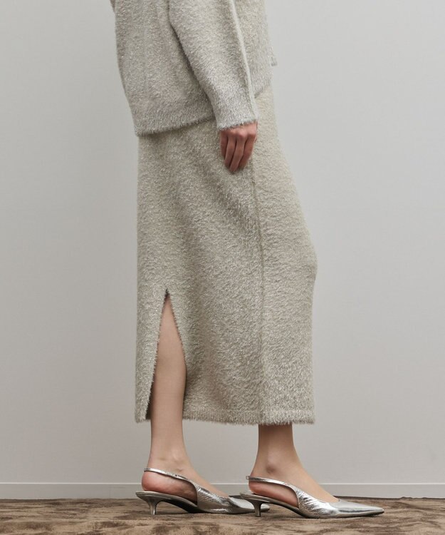 GRACE CONTINENTAL ラメフェザーニットスカート グレー