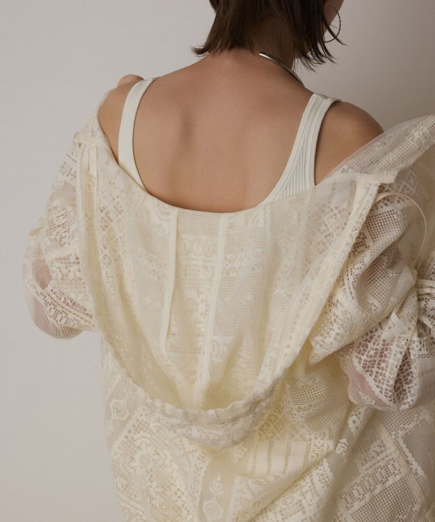 GRACE CONTINENTAL キカレースフード付トップ キナリ