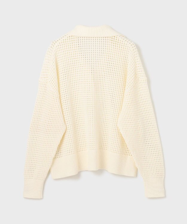 GRACE CONTINENTAL メッシュVネックニットトップ ホワイト