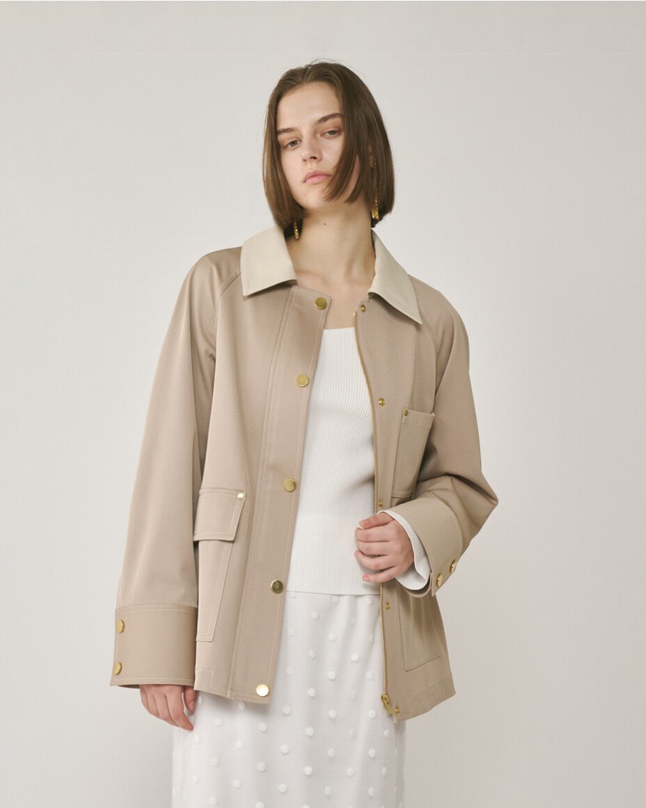 GRACE CONTINENTAL - GRACE CONTINENTAL レザーミックストレンチジャケット GRACE CONTINENTAL - GRACE CONTINENTAL レザーミックストレンチ