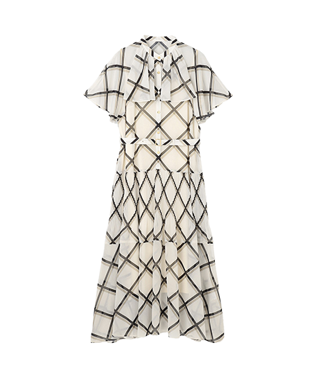 チェックプリントプリーツワンピース