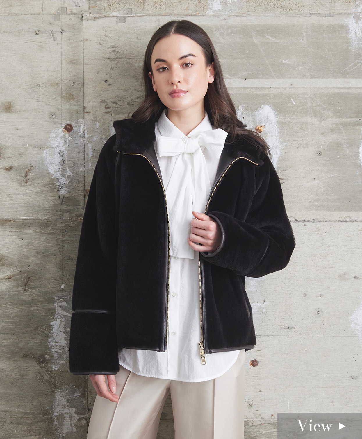 LOU ANDREA lamb shearling ラムフードコート