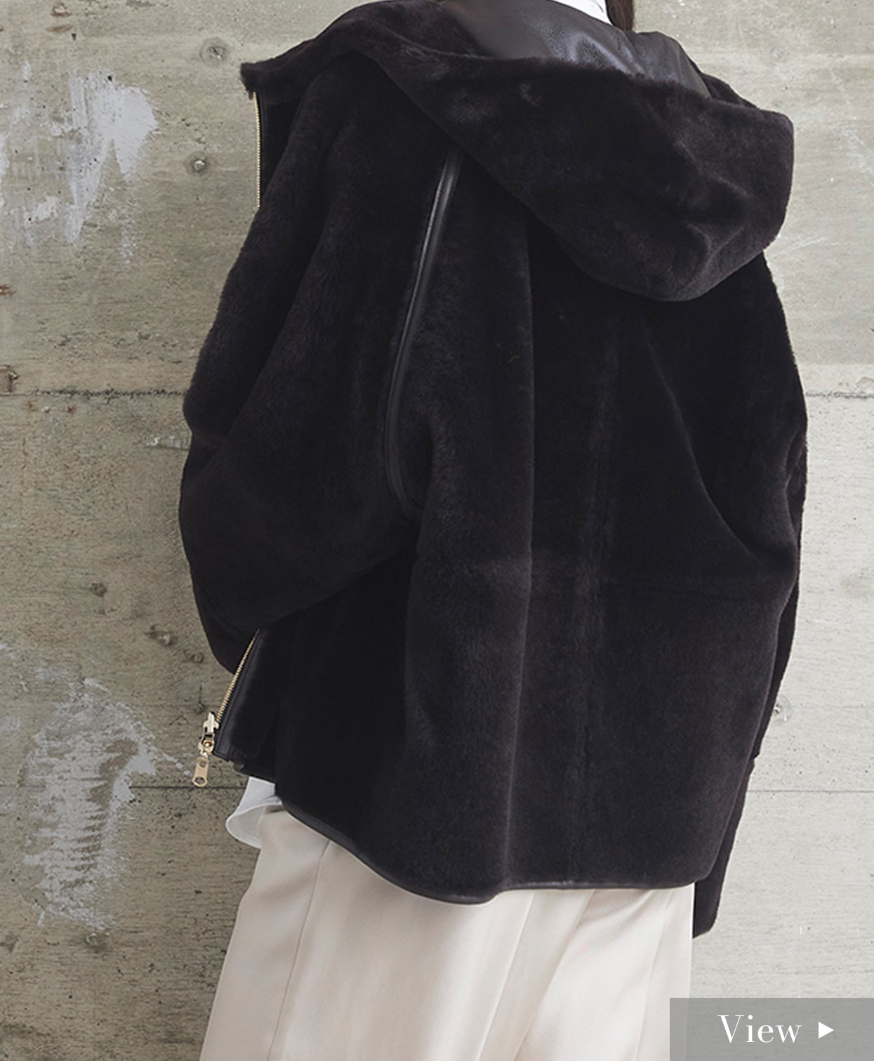 LOU ANDREA lamb shearling ラムフードコート