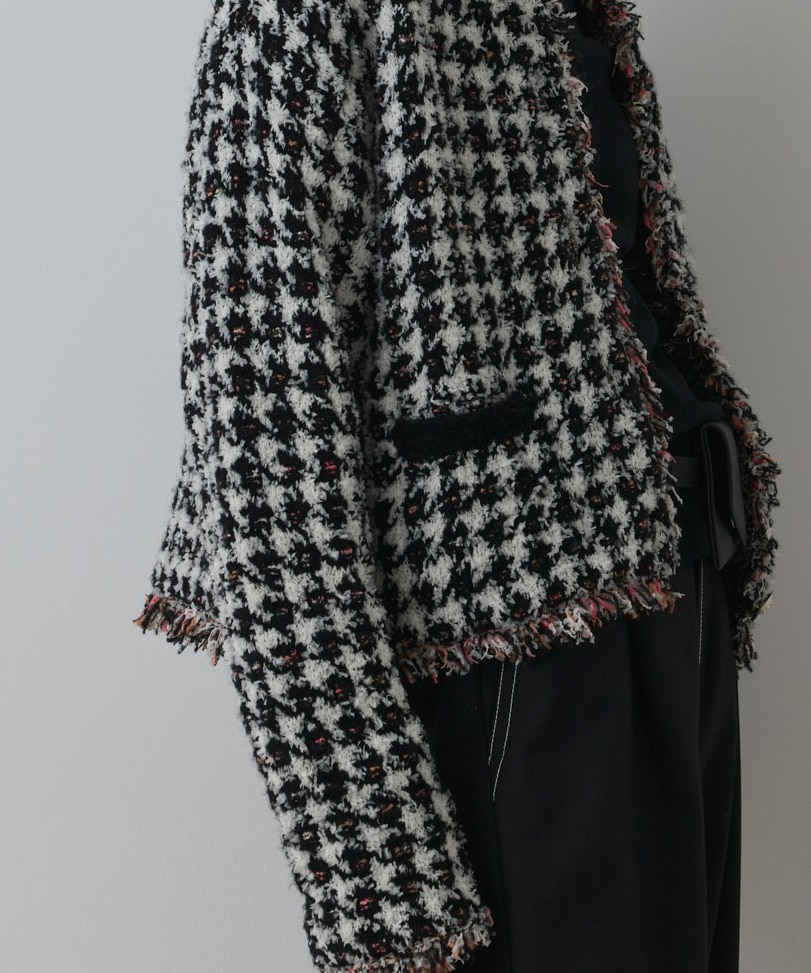 ツイードニットショートカーディガン