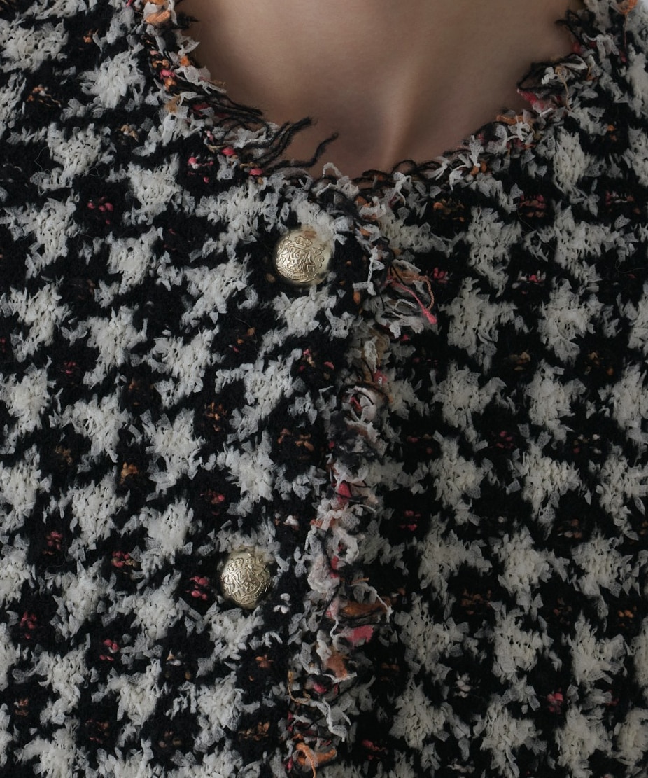 ツイードニットショートカーディガン