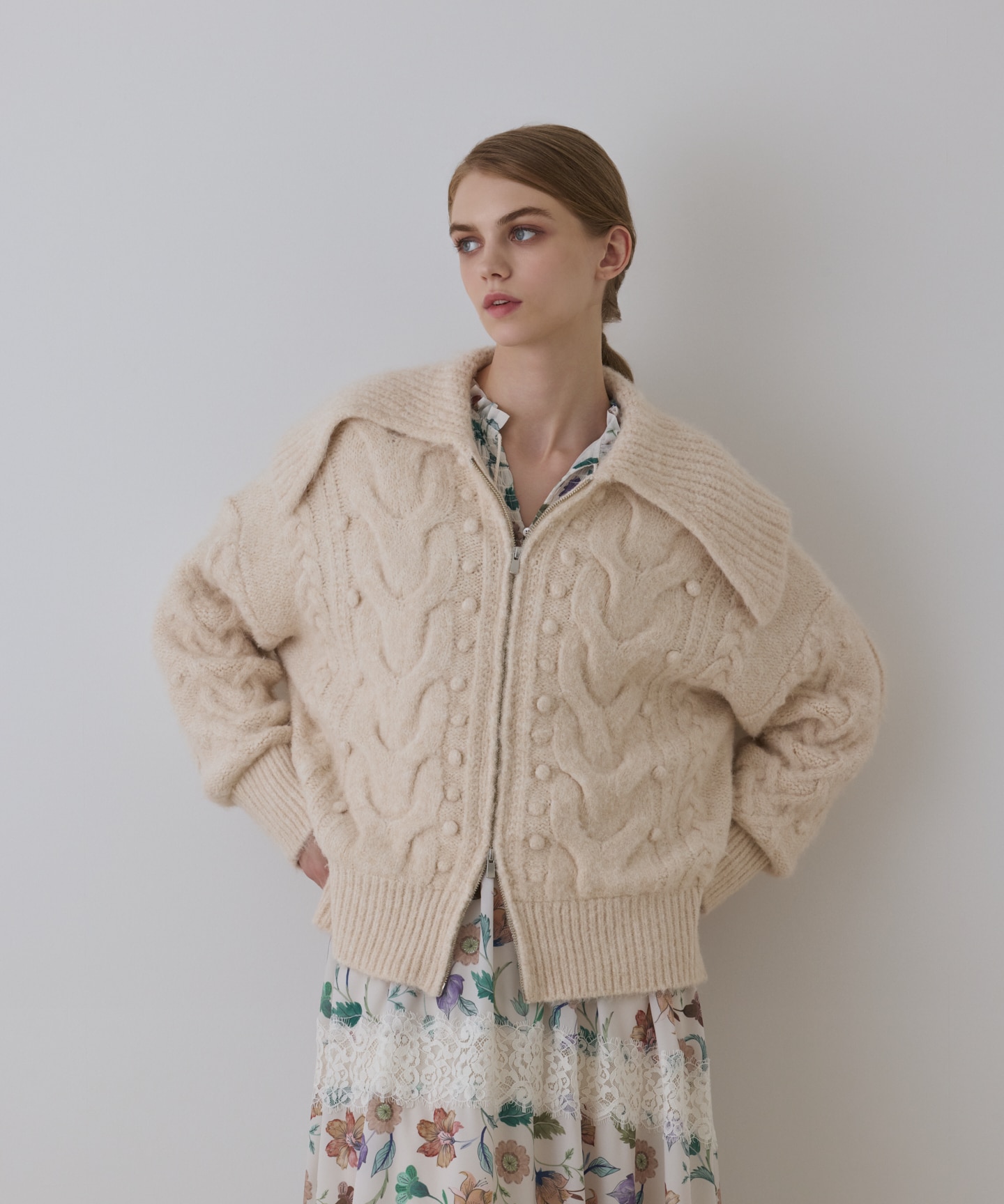 ヘアリーニットコクーンジャケット