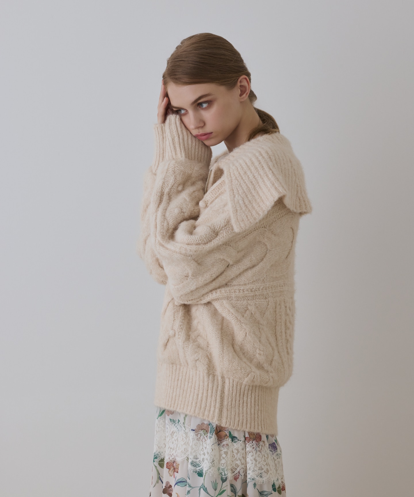 ヘアリーニットコクーンジャケット