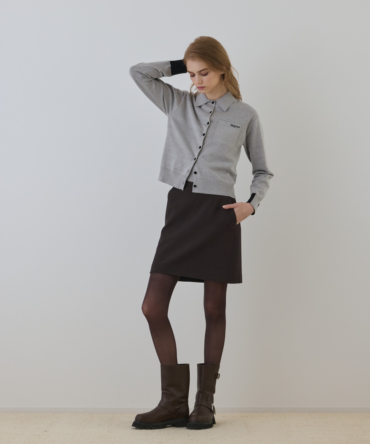 バイカラーロゴニットカーディガン