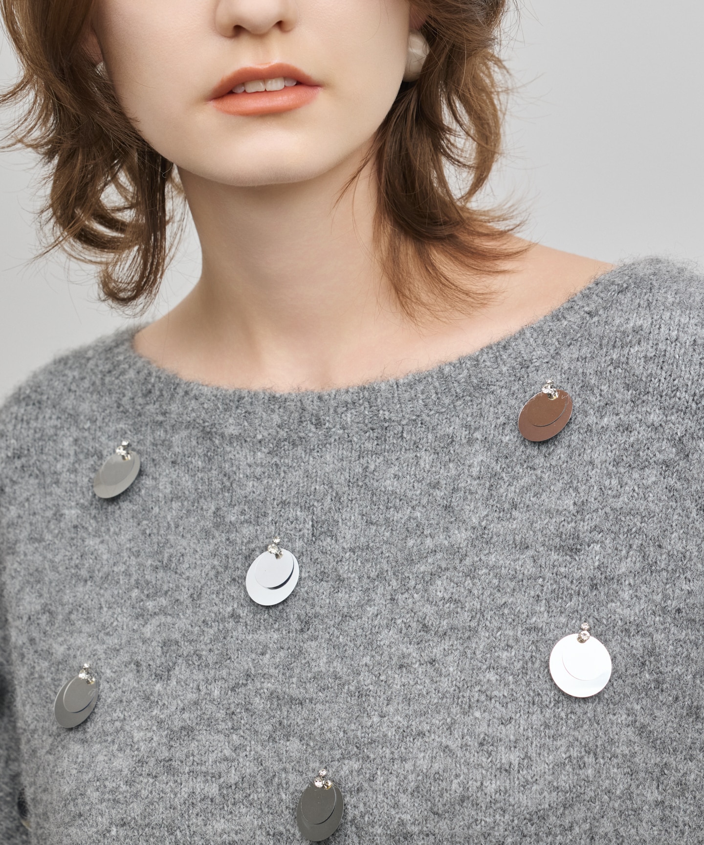 スパンコールニットトップ