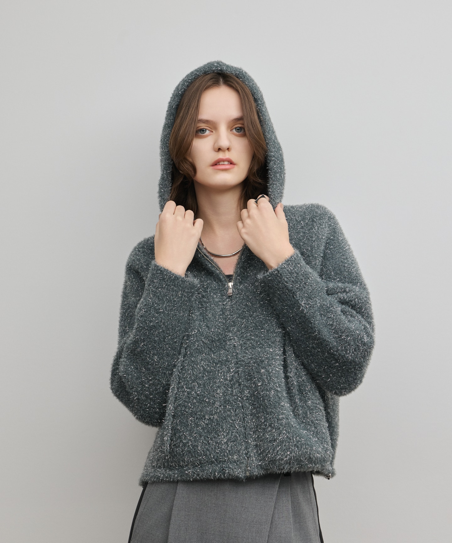 フェザーニットパーカー