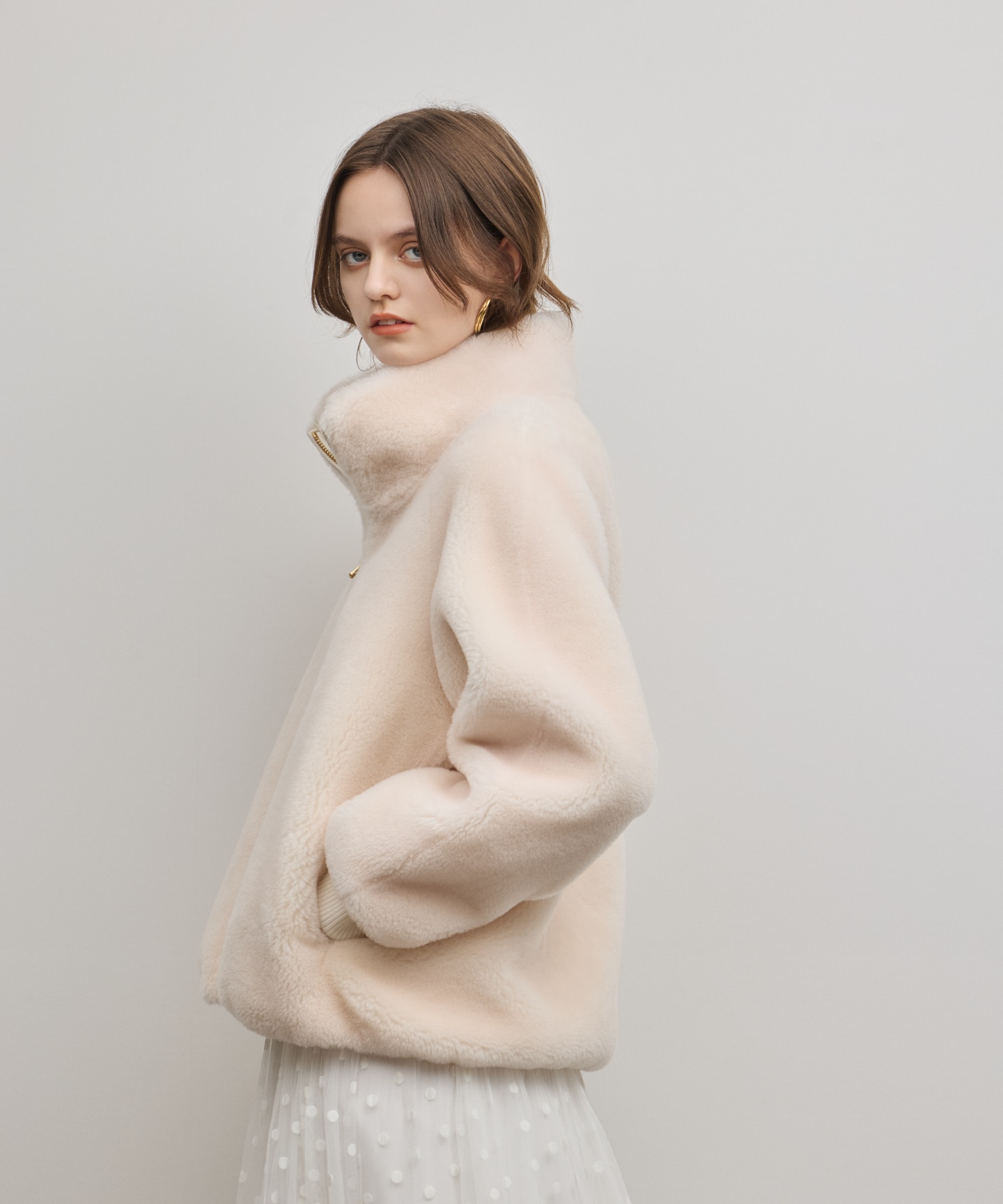 ウールボアスタンドカラージャケット