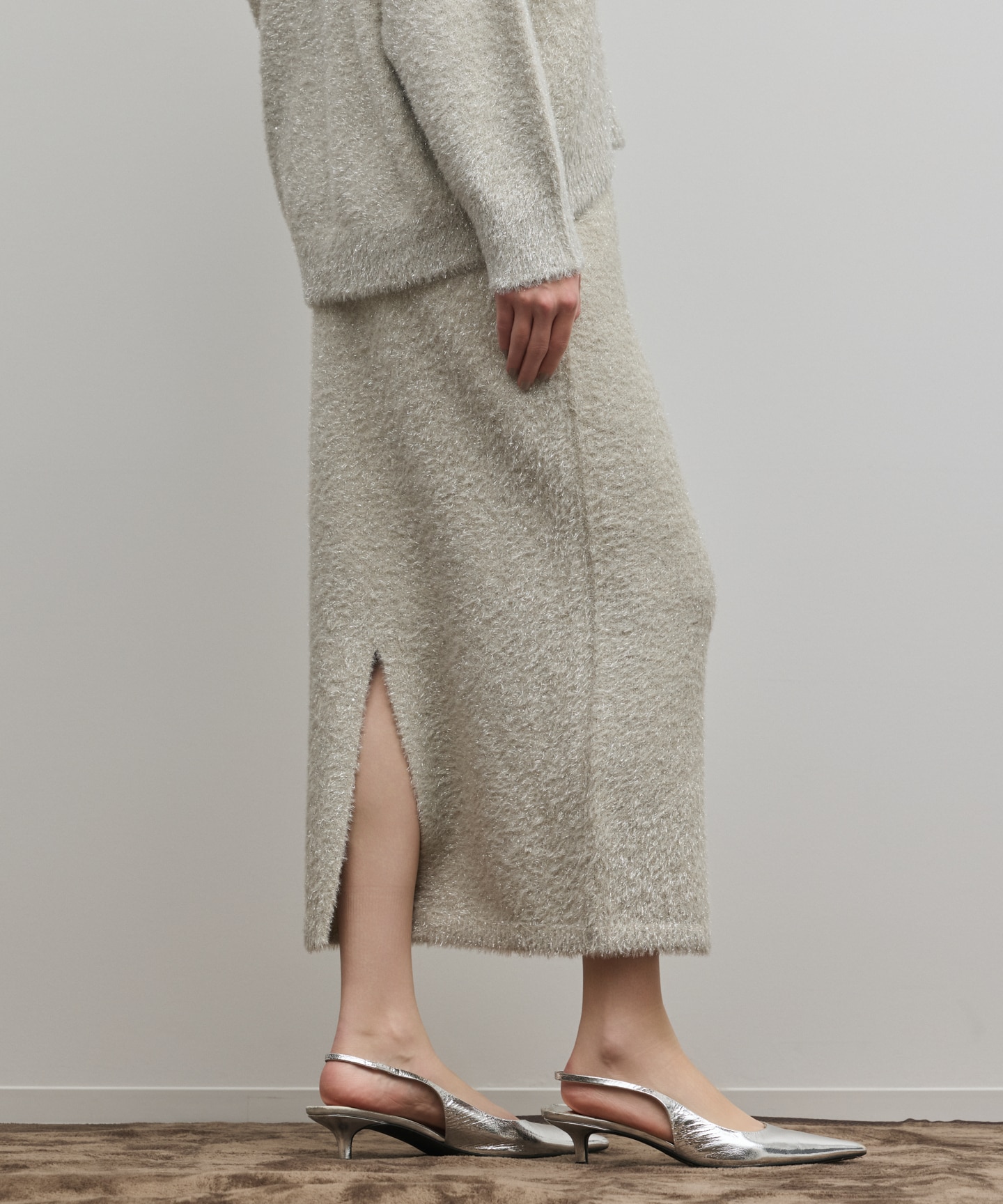 ラメフェザーニットスカート