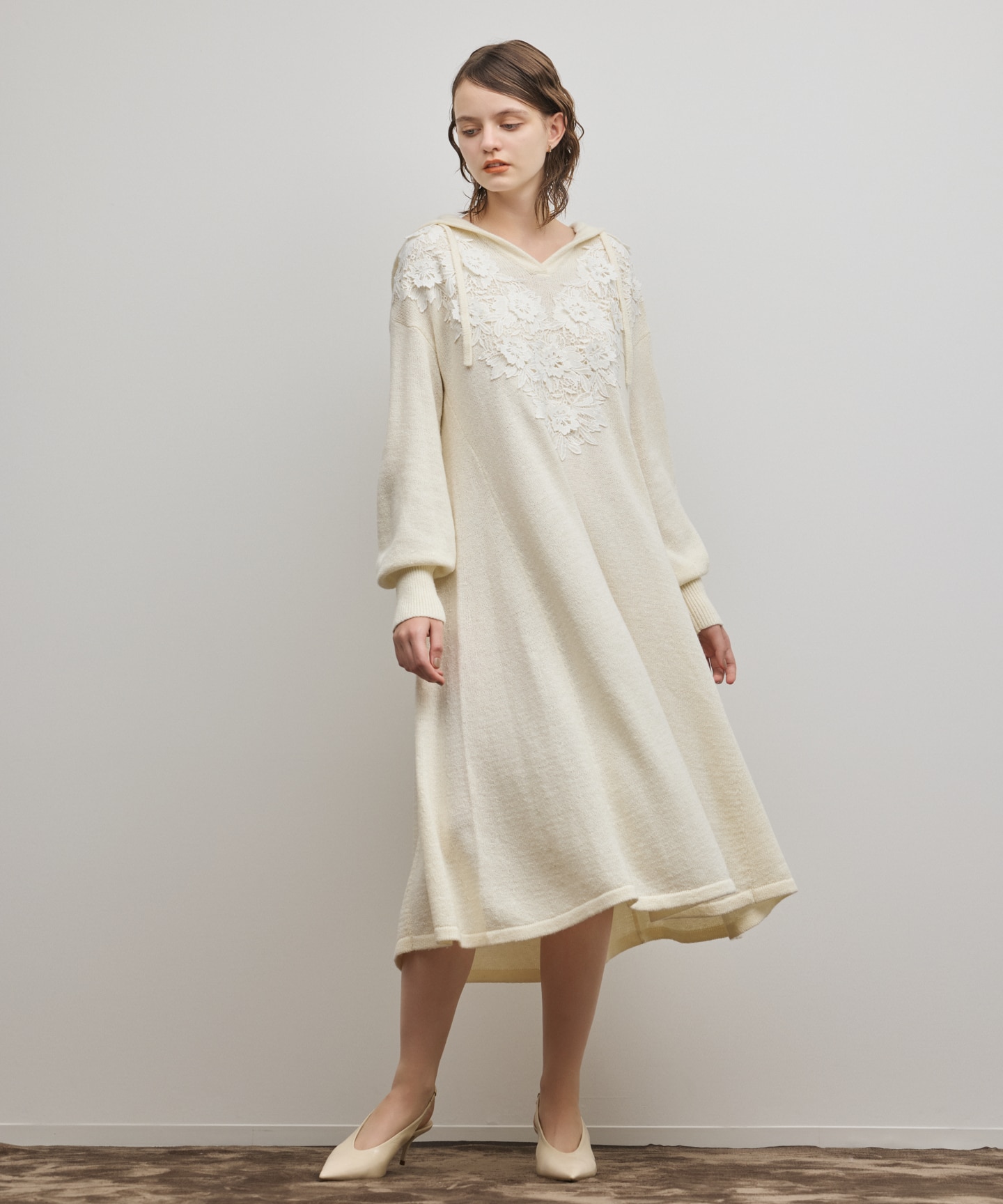 ケミカルレースニットワンピース