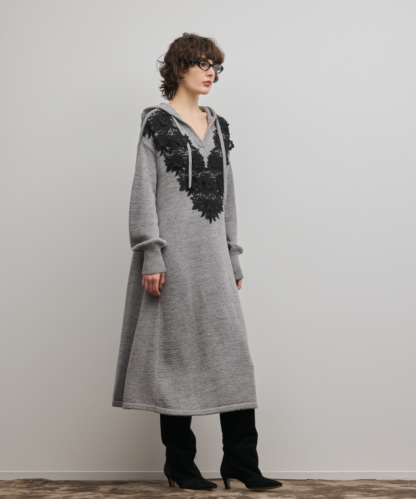 ケミカルレースニットワンピース