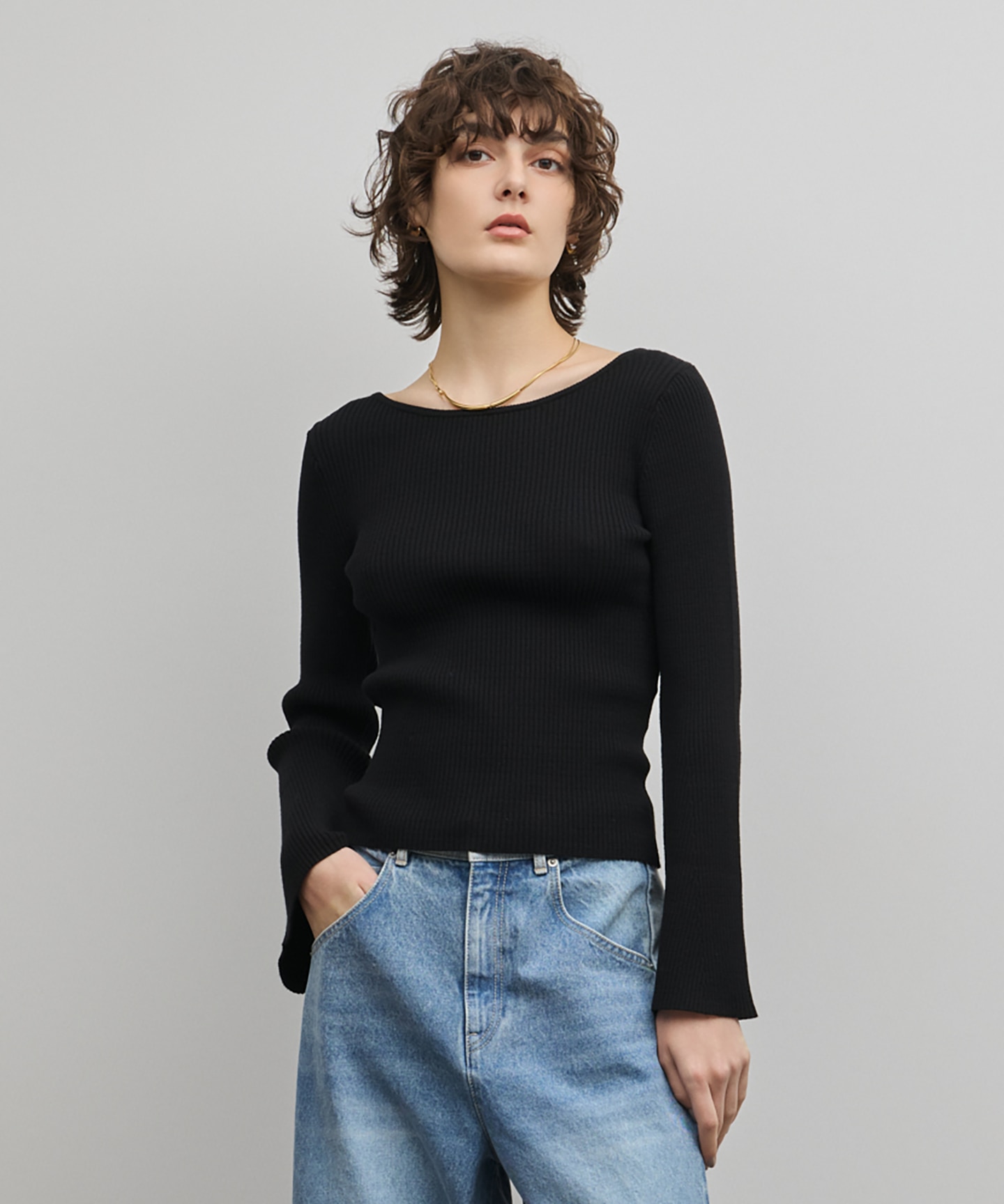 アイレットリブニットトップ