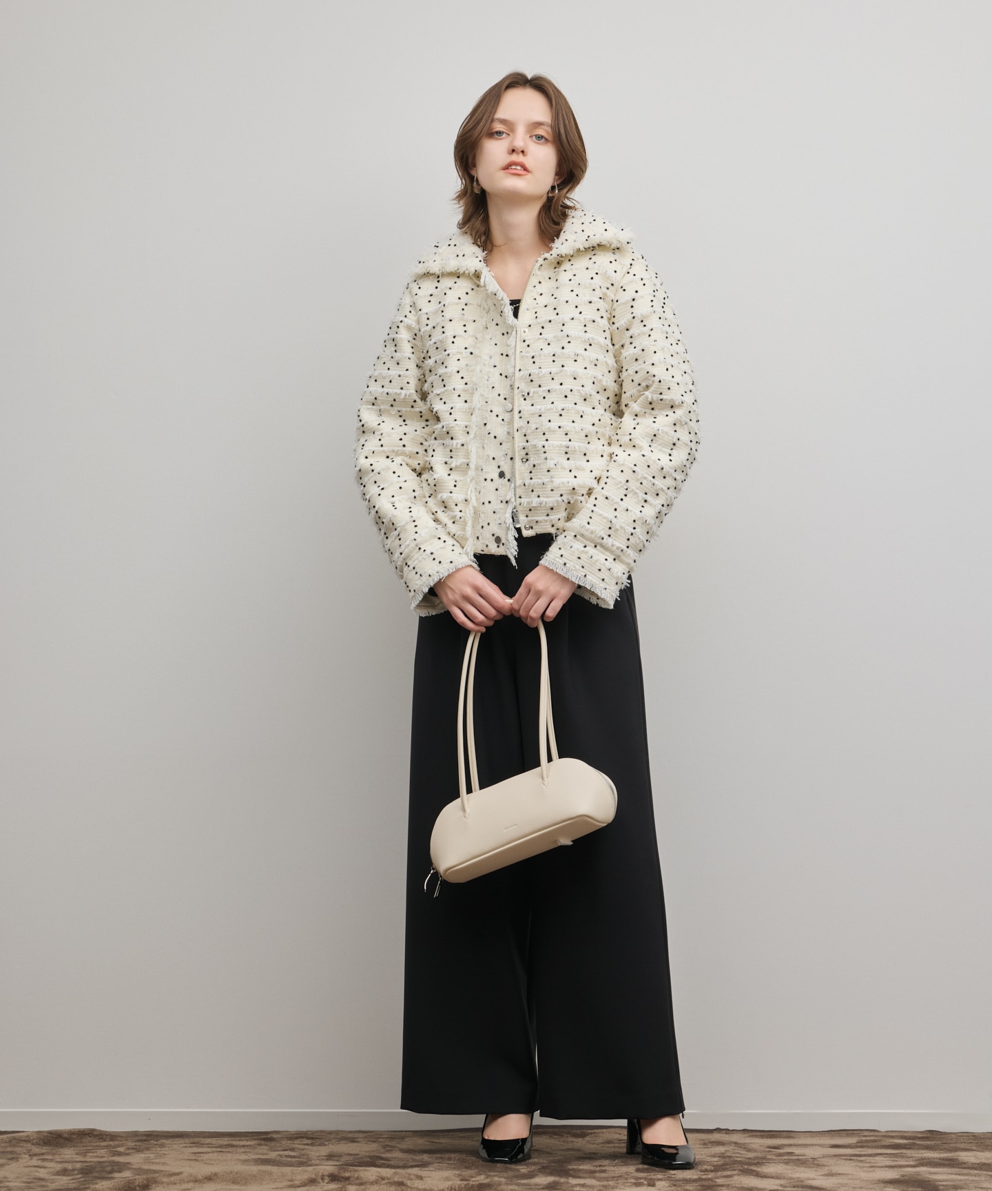 ツイードダウンジャケット