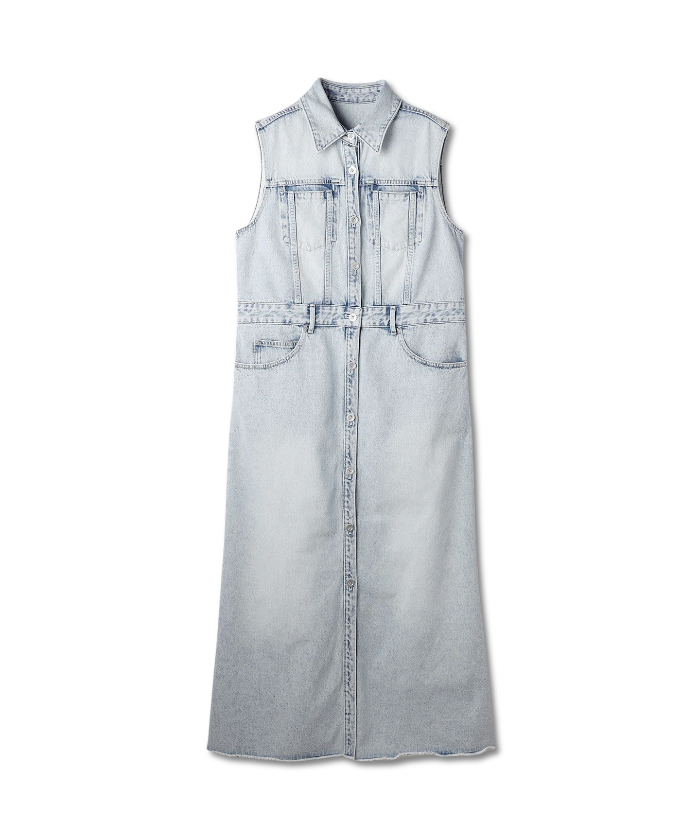 デニムロングジレワンピース