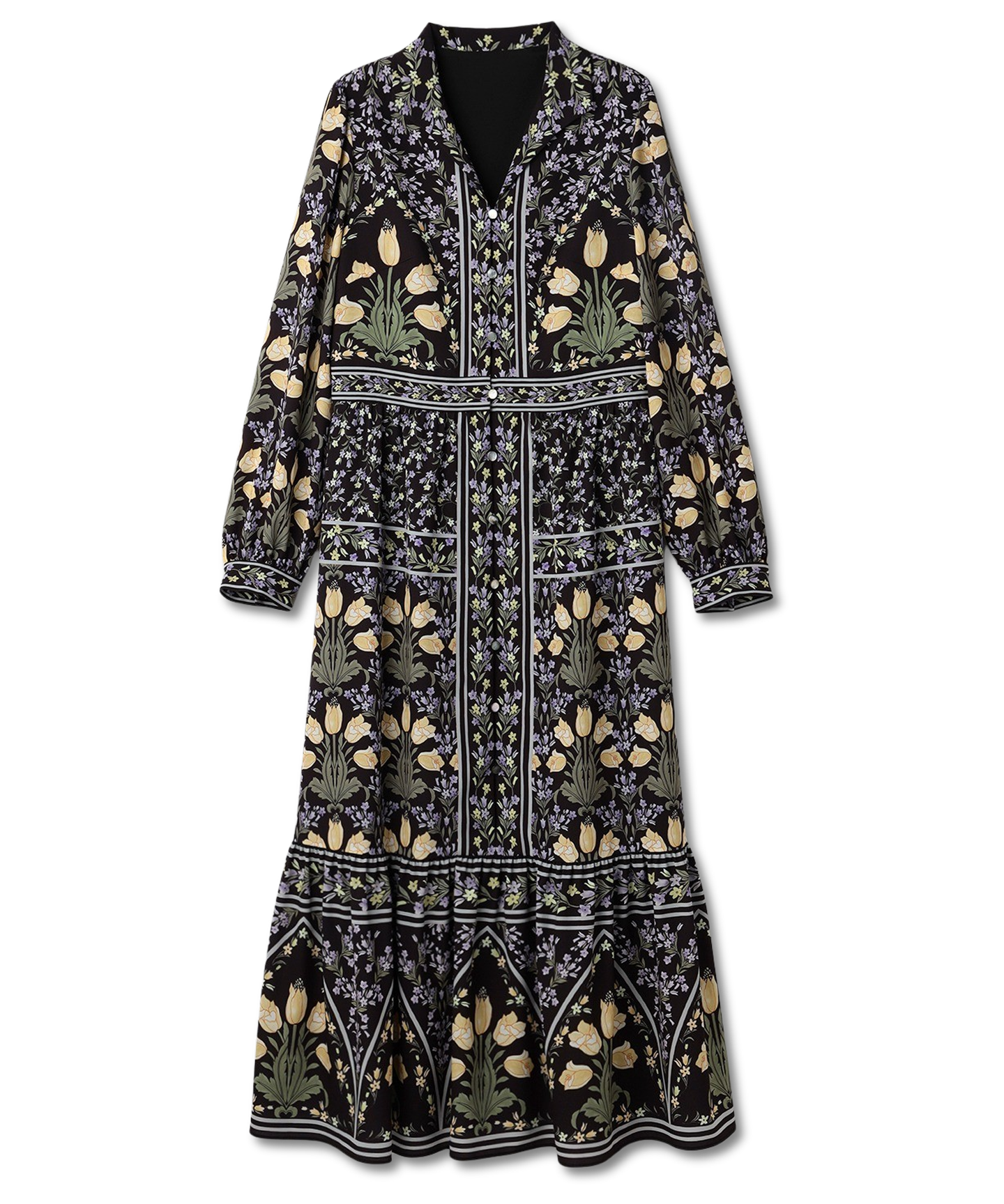 フラワーパターンプリントワンピース