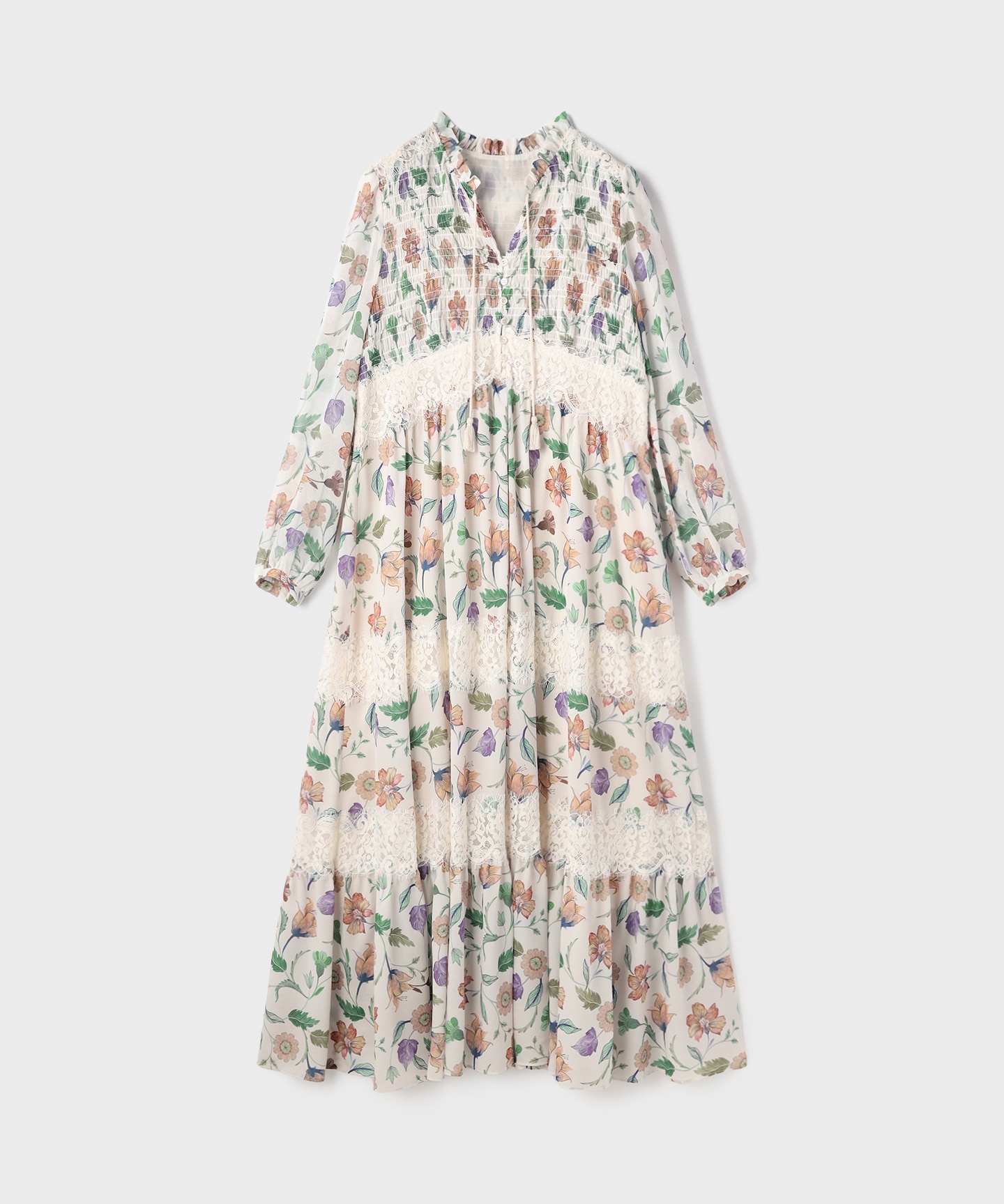 サラサプリントティアードワンピース