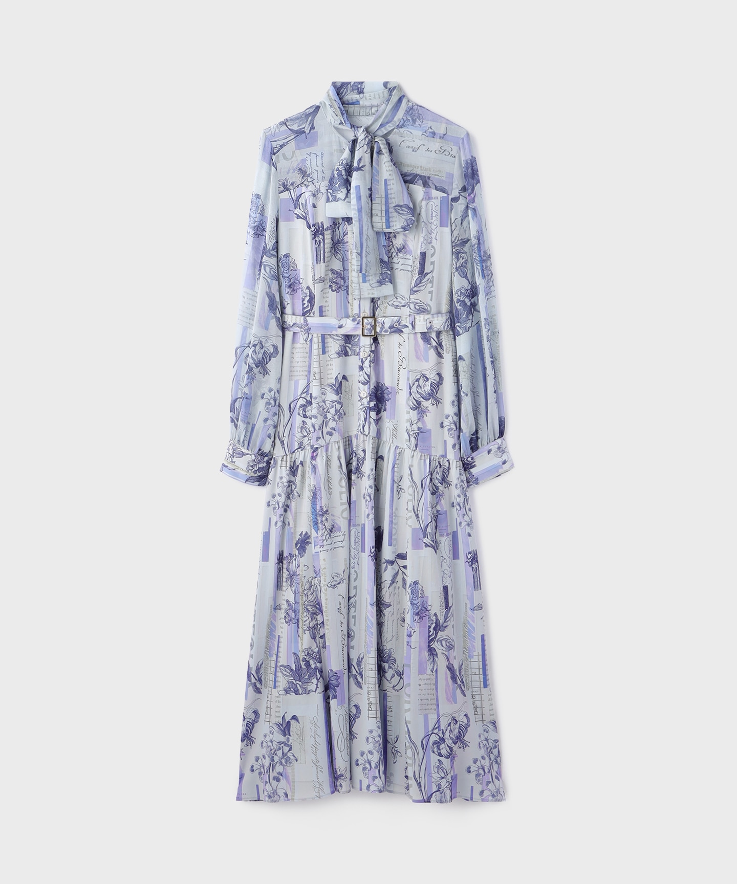 ロゴフラワープリントボウタイワンピース