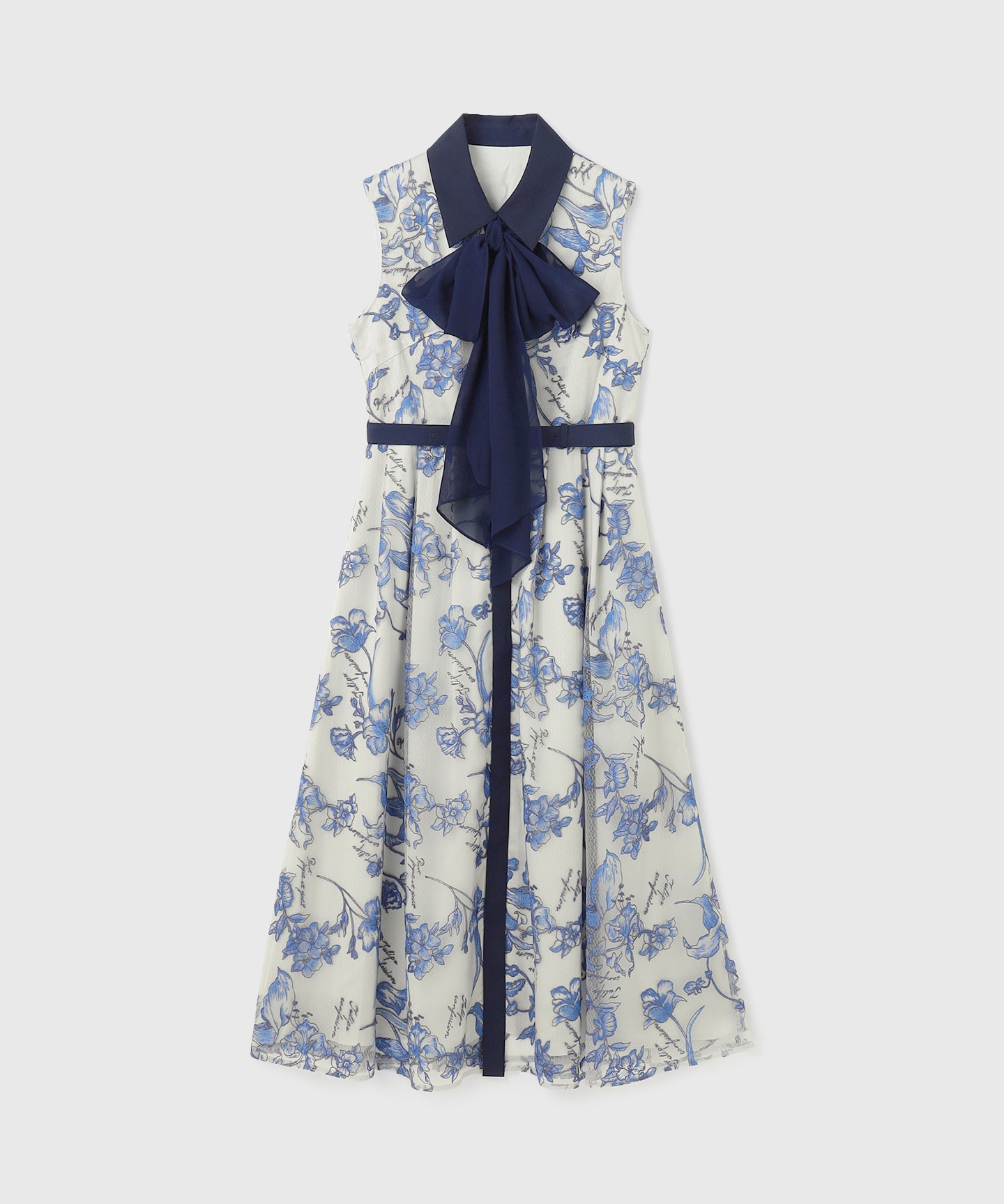 フラワー刺繍ボウタイドレス