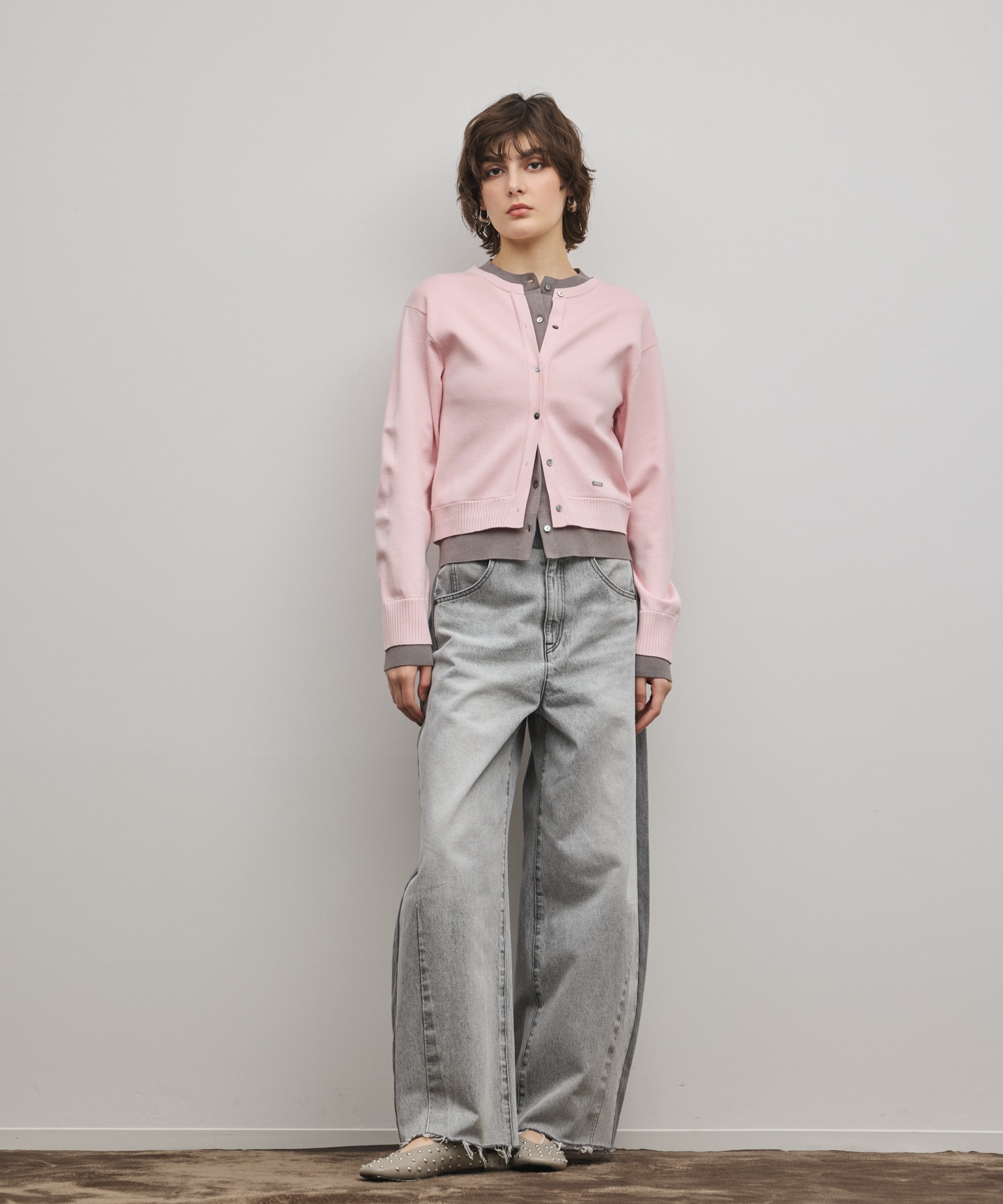 レイヤード風ニットカーディガン