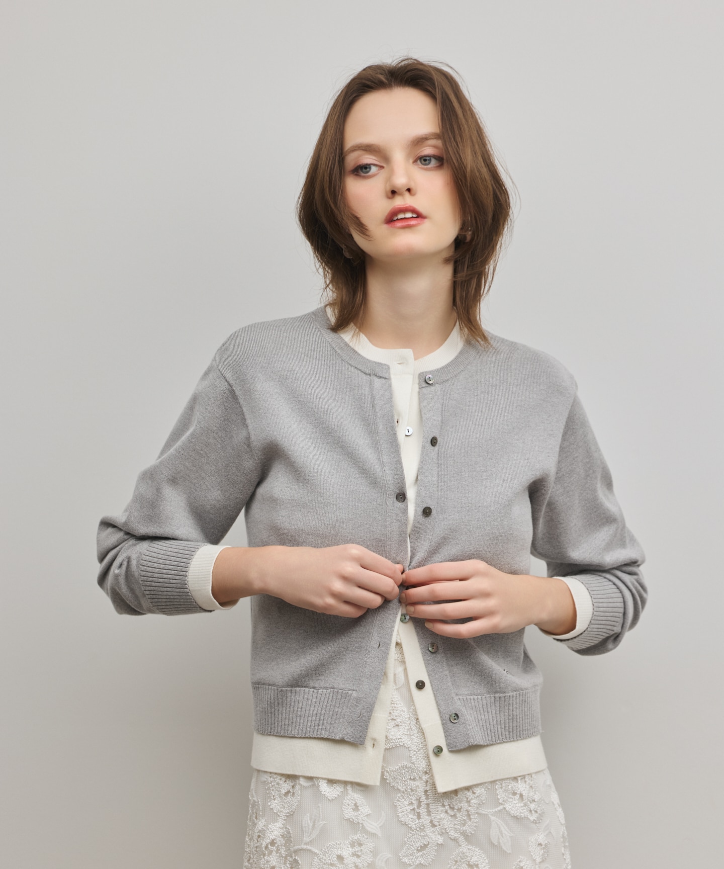 レイヤード風ニットカーディガン