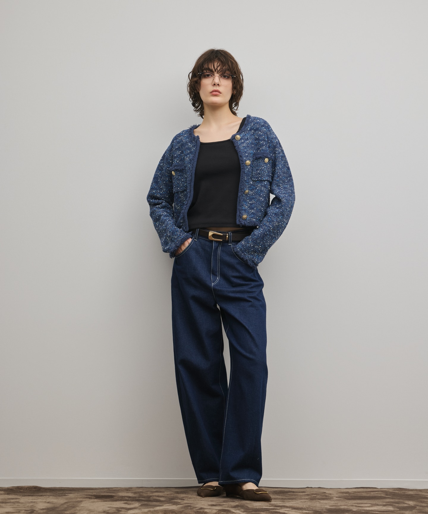 ツイードニットカーディガン