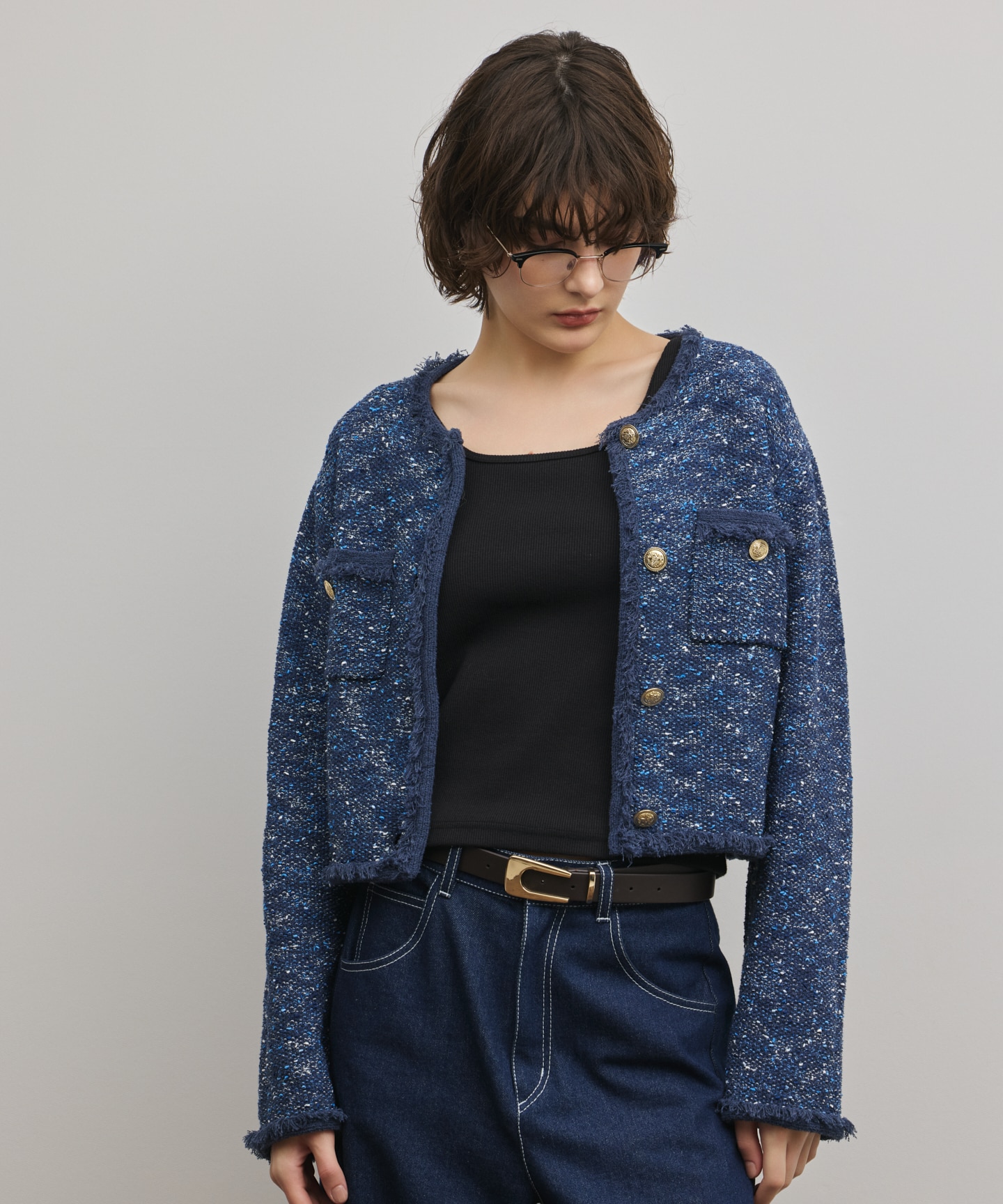 ツイードニットカーディガン