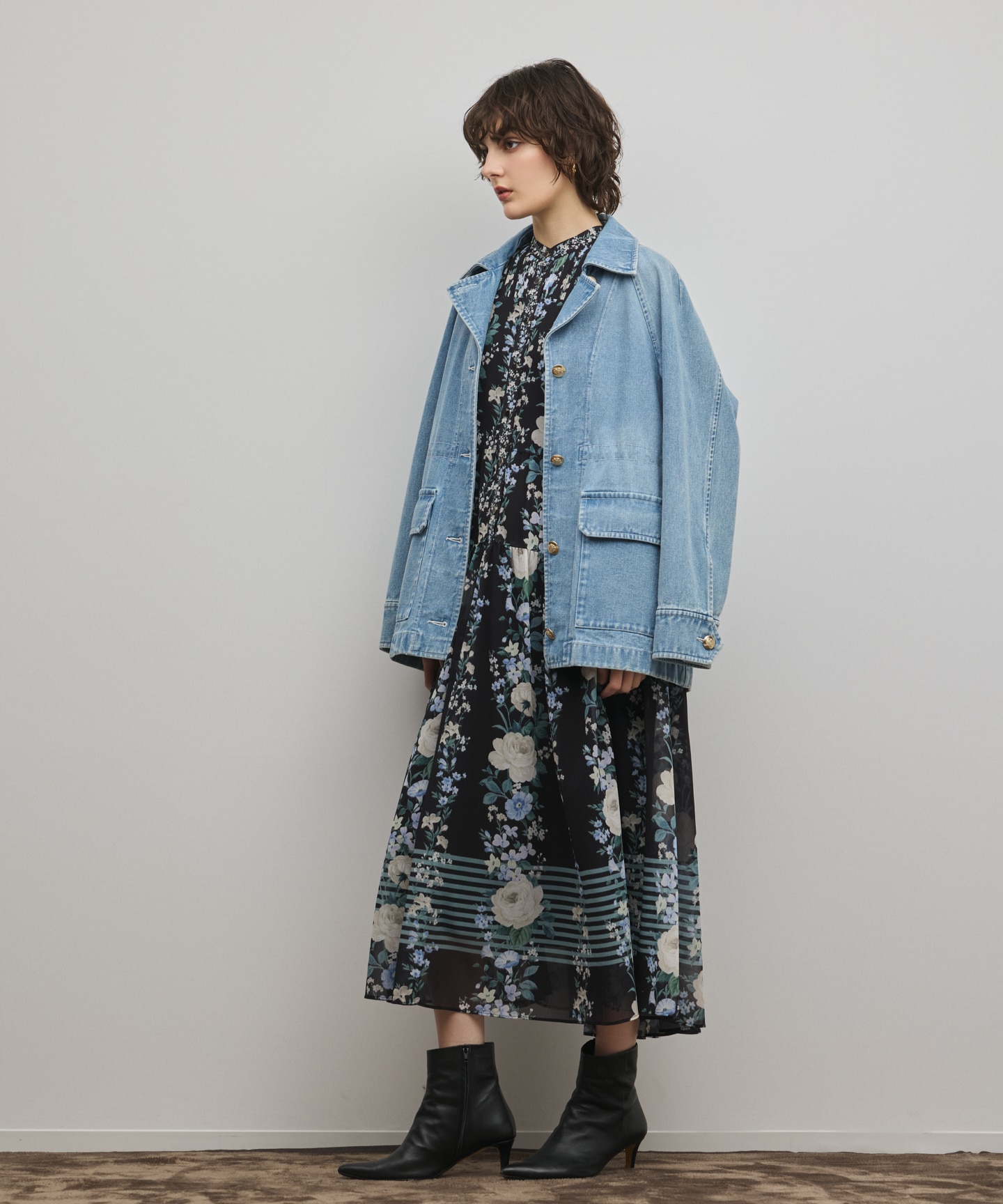 フラワープリントティアードワンピース