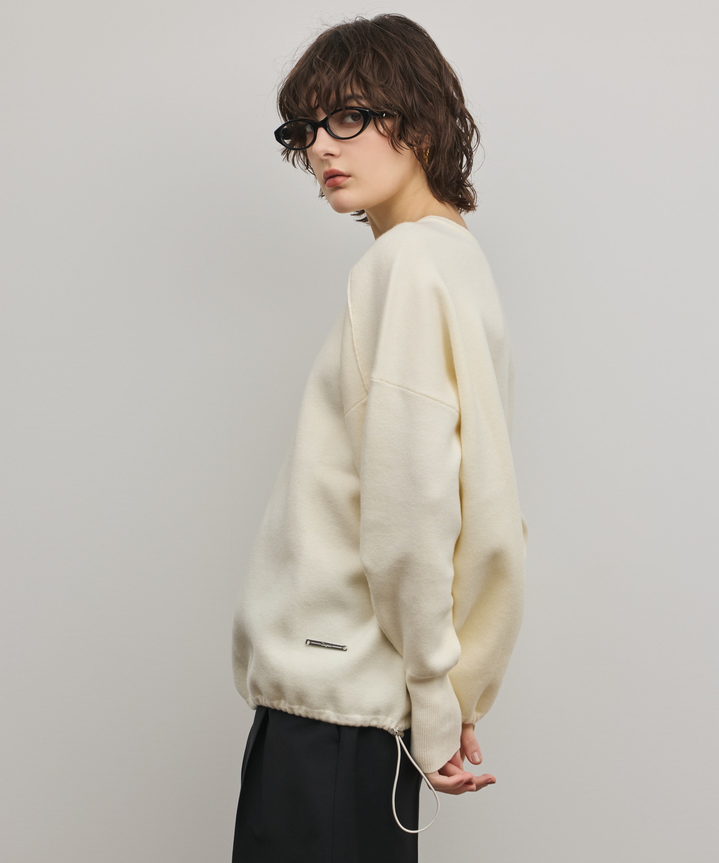 スウェットライクニットトップ