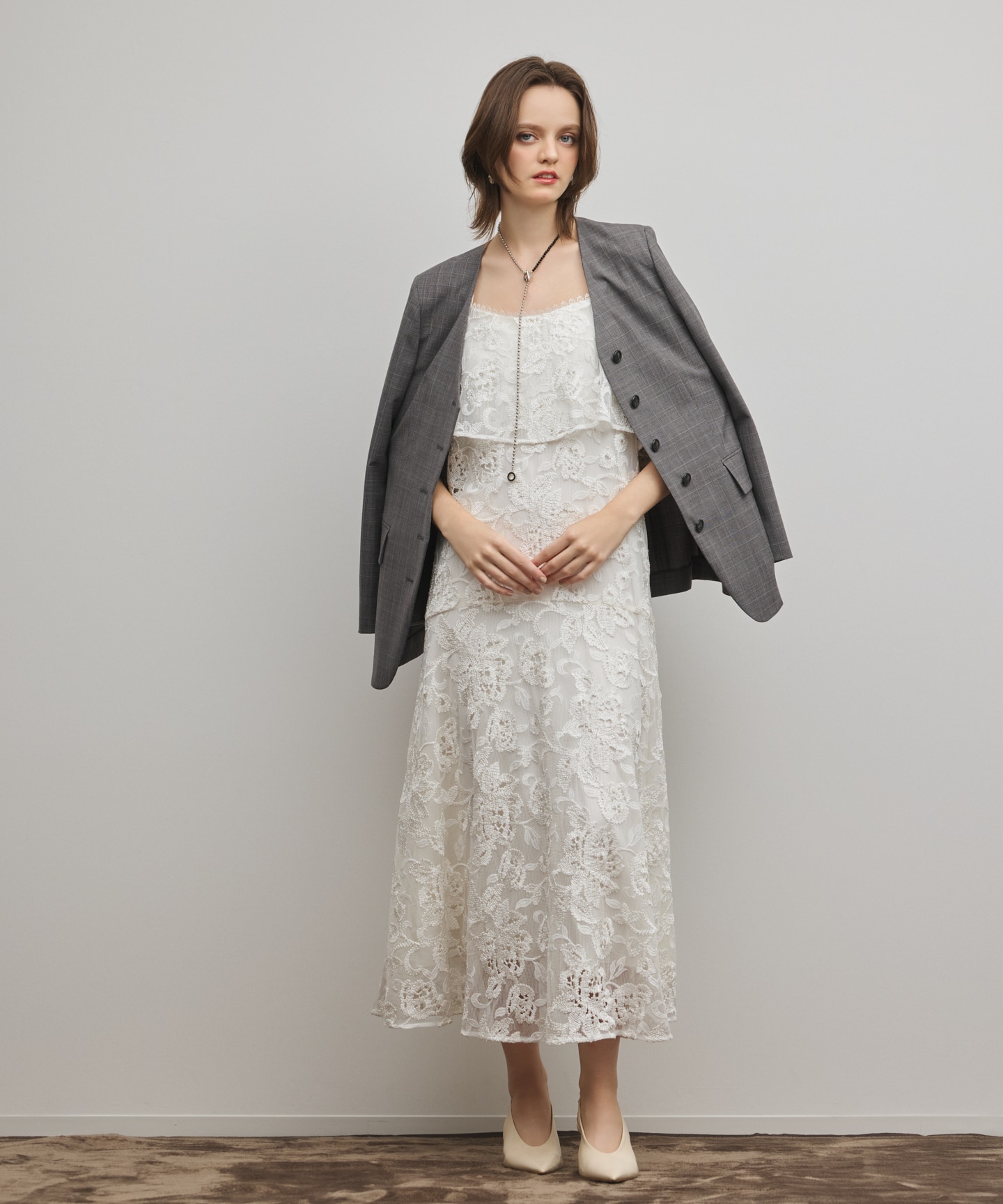 チュールレースロングワンピース