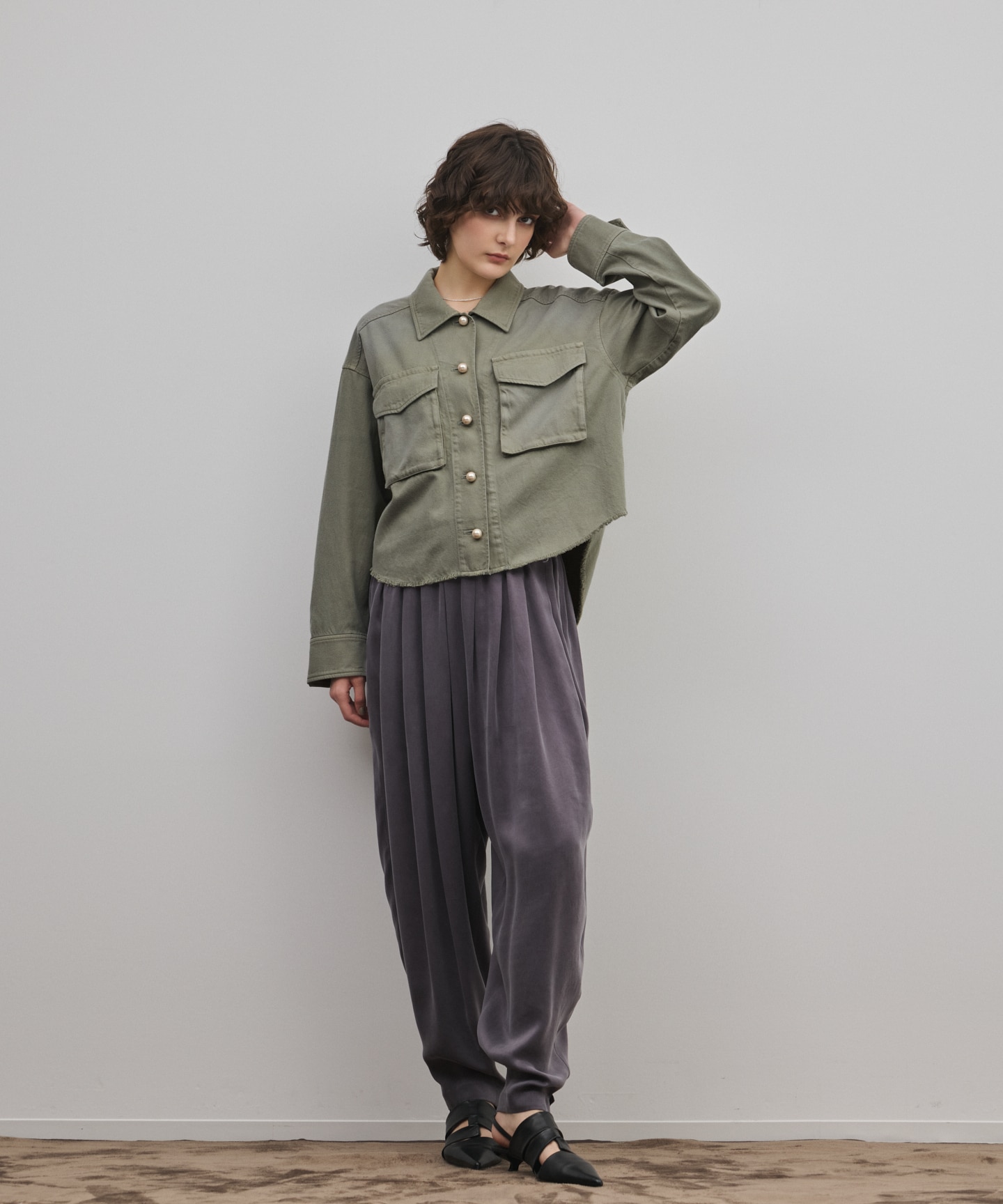 パール釦ピグメントシャツ