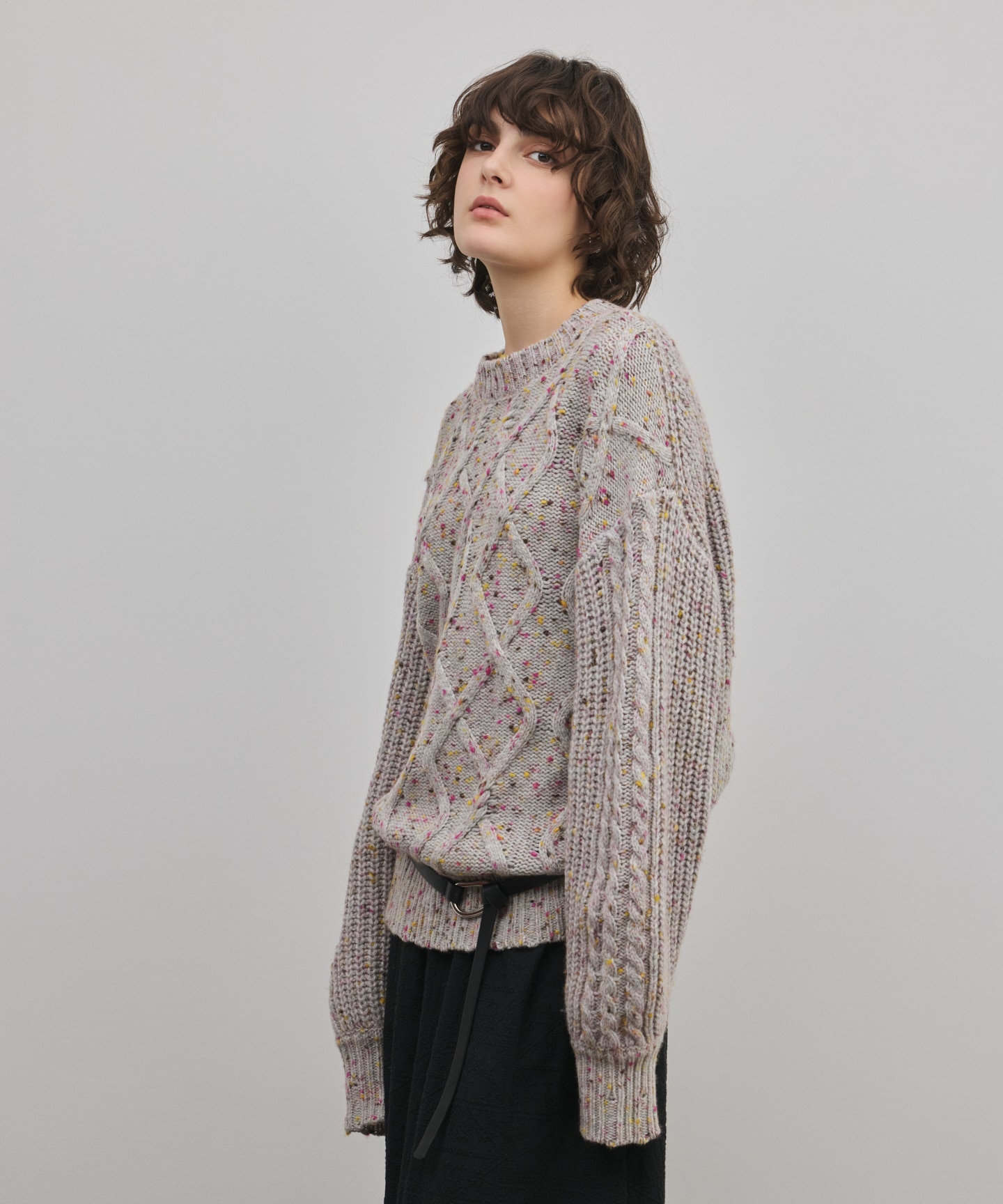 ケーブルニットトップ