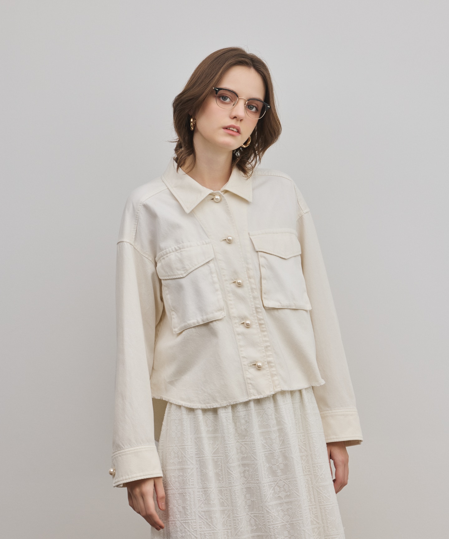 パール釦ピグメントシャツ