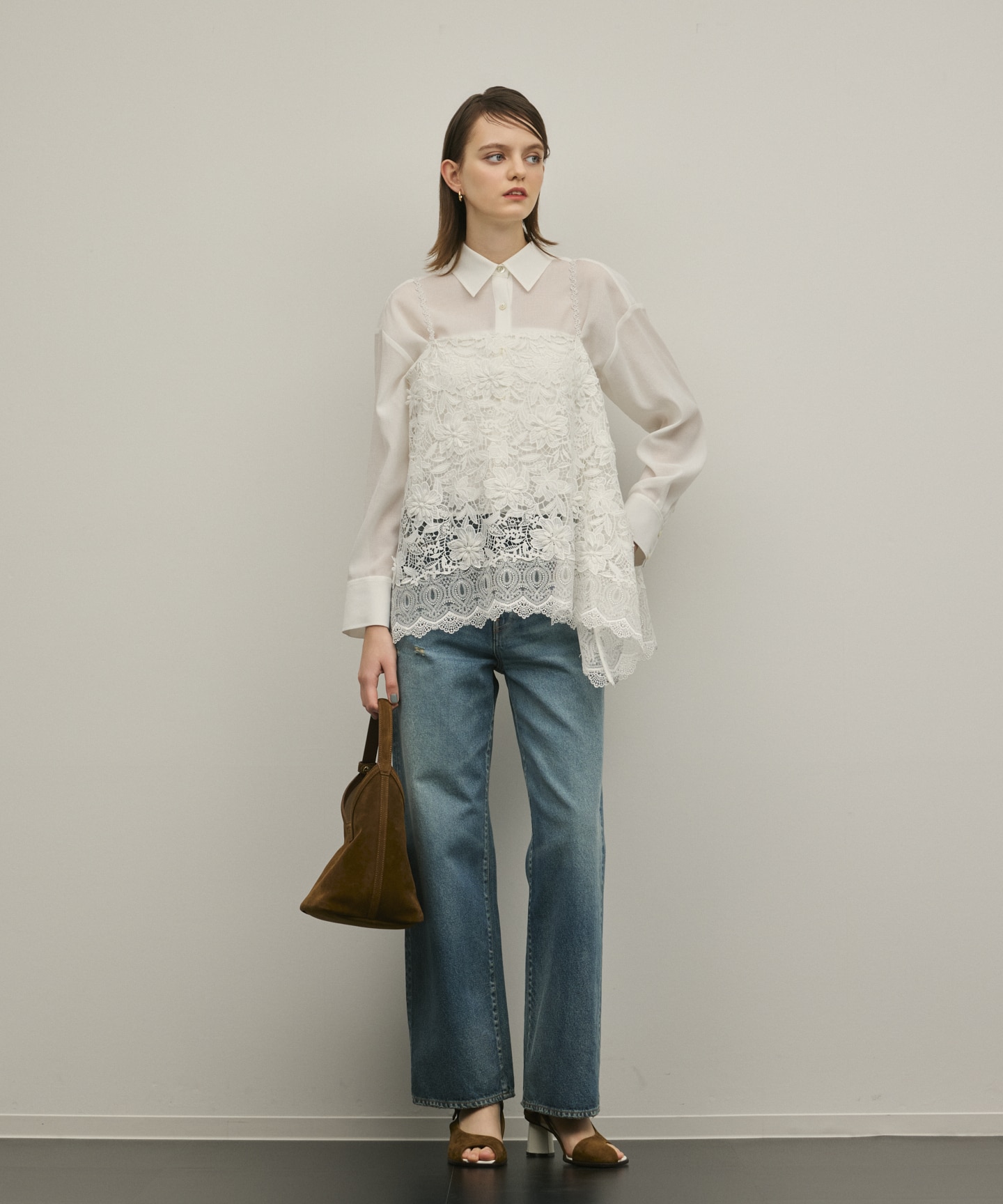 ワイドストレートデニムパンツ