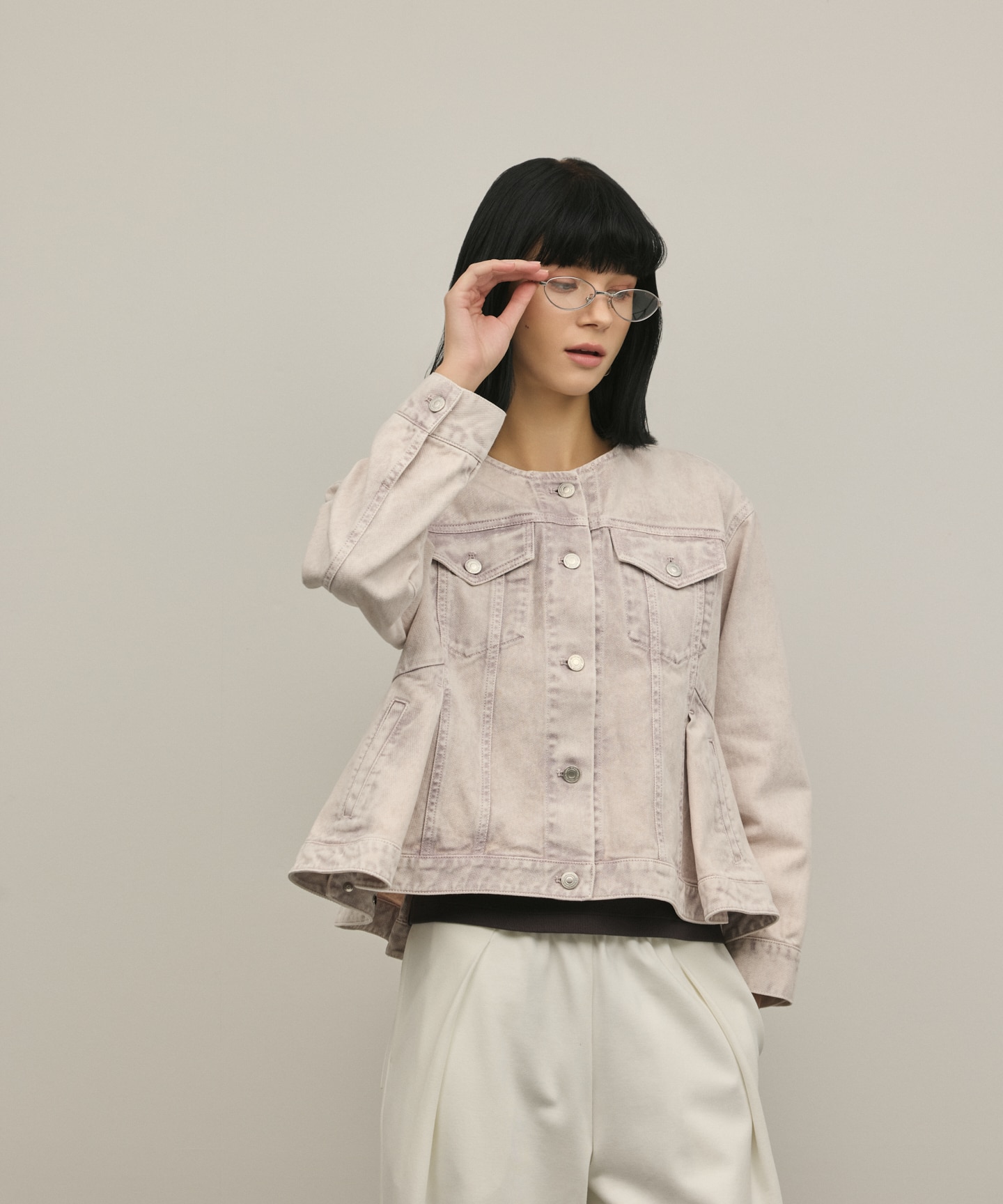 ペプラムデニムジャケット