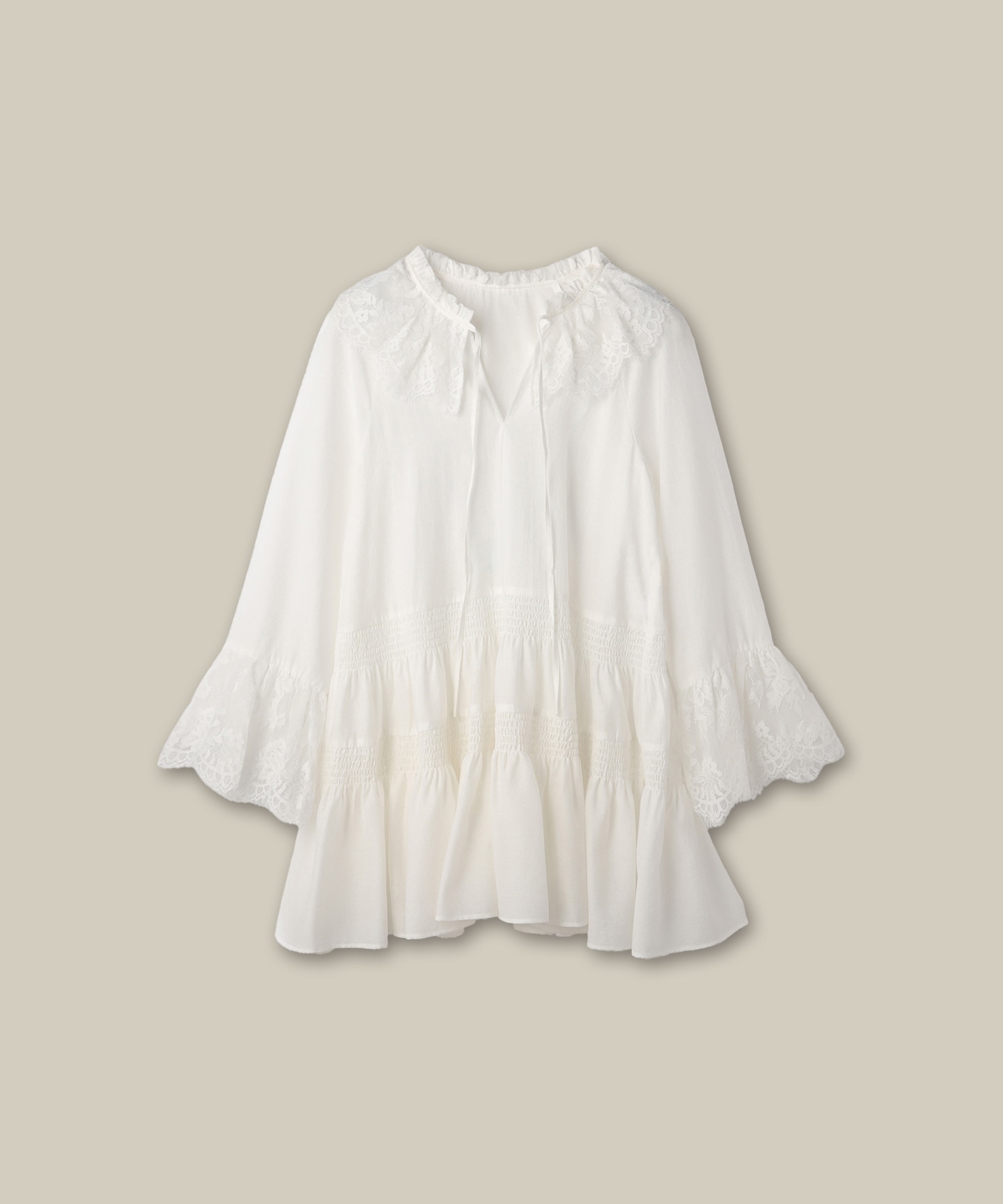 レースカラーチュニックブラウス