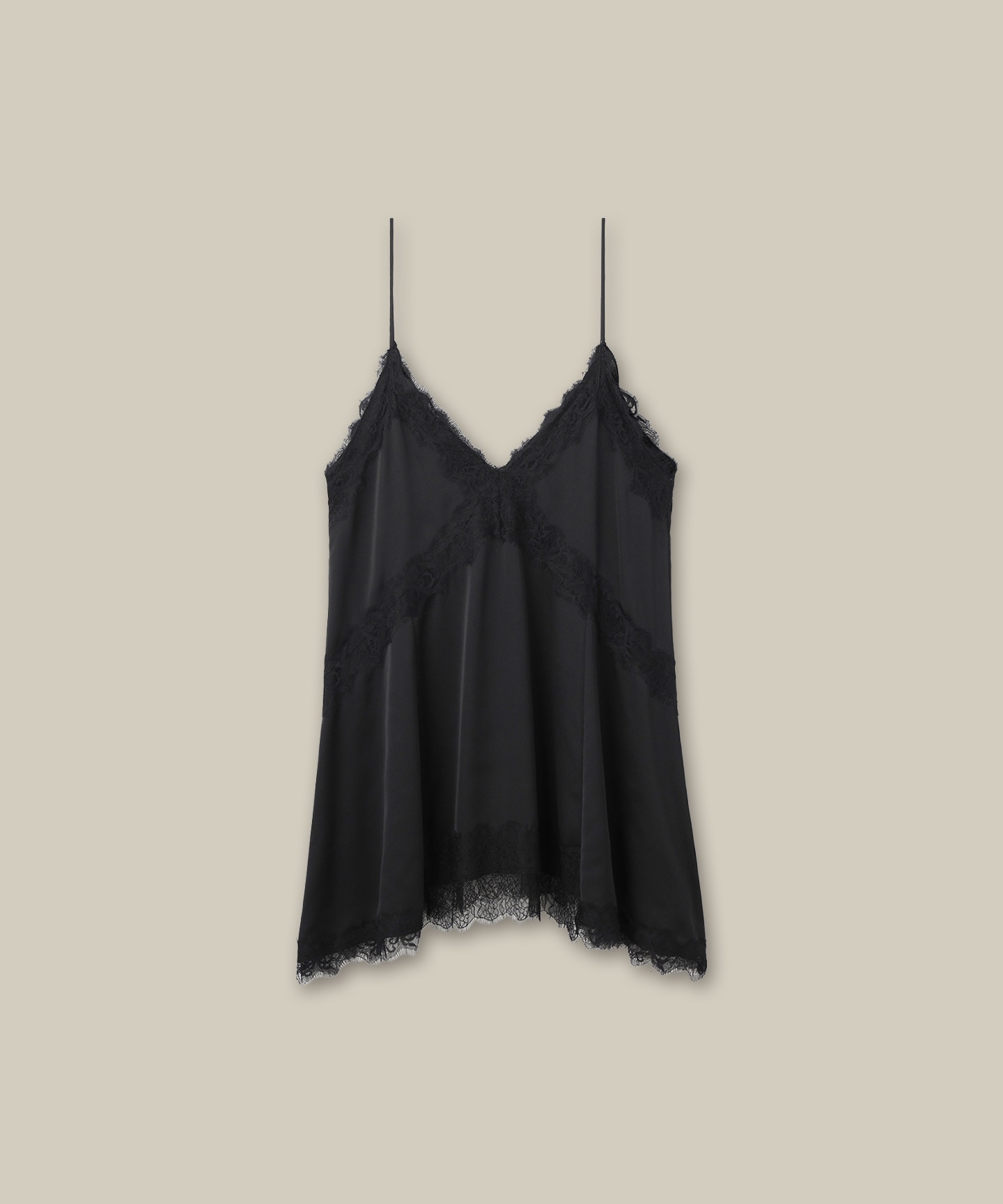 サテンレースキャミ