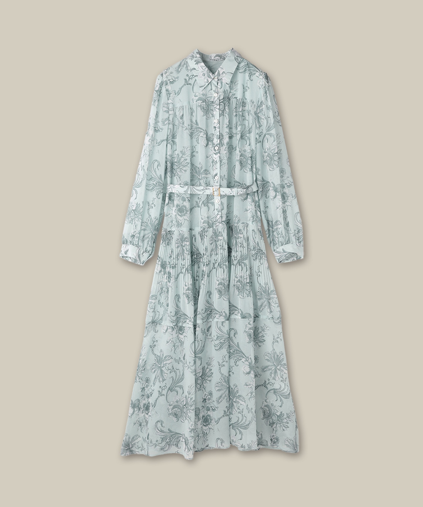 フラワープリントプリーツワンピース