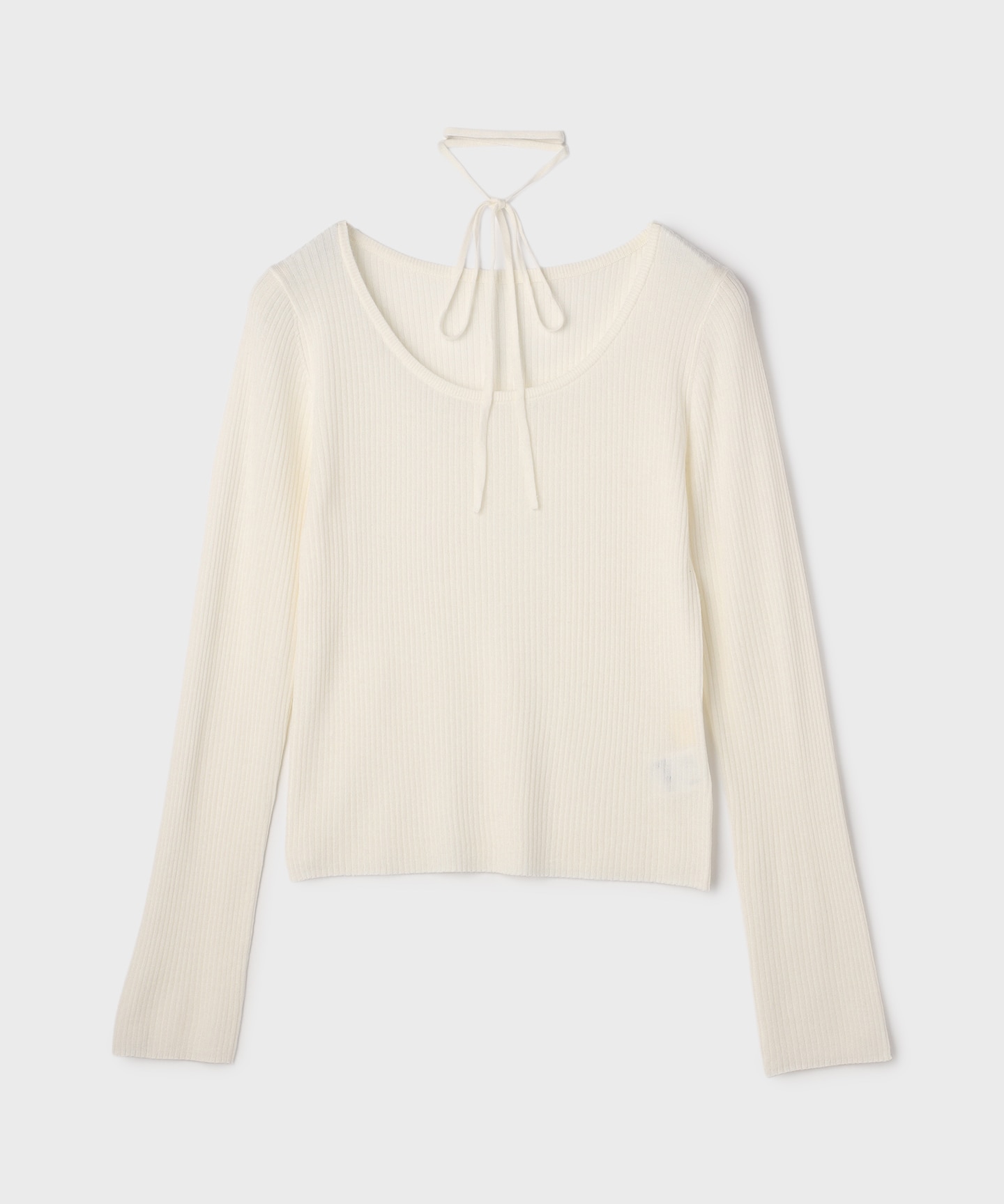 バイカラーリブニットトップ